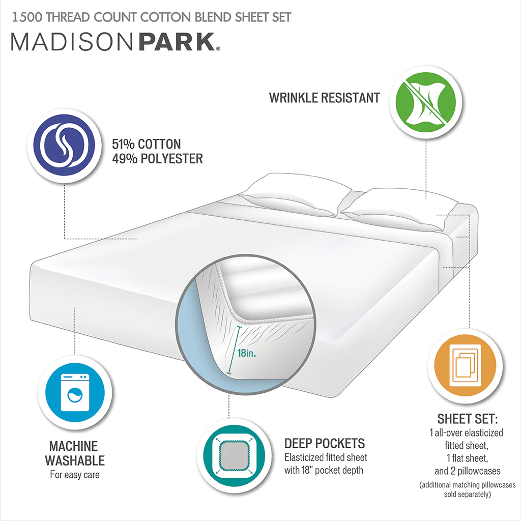 1500 Thread Count Cotton Blend 4-Piece Sheet Set - Image 30