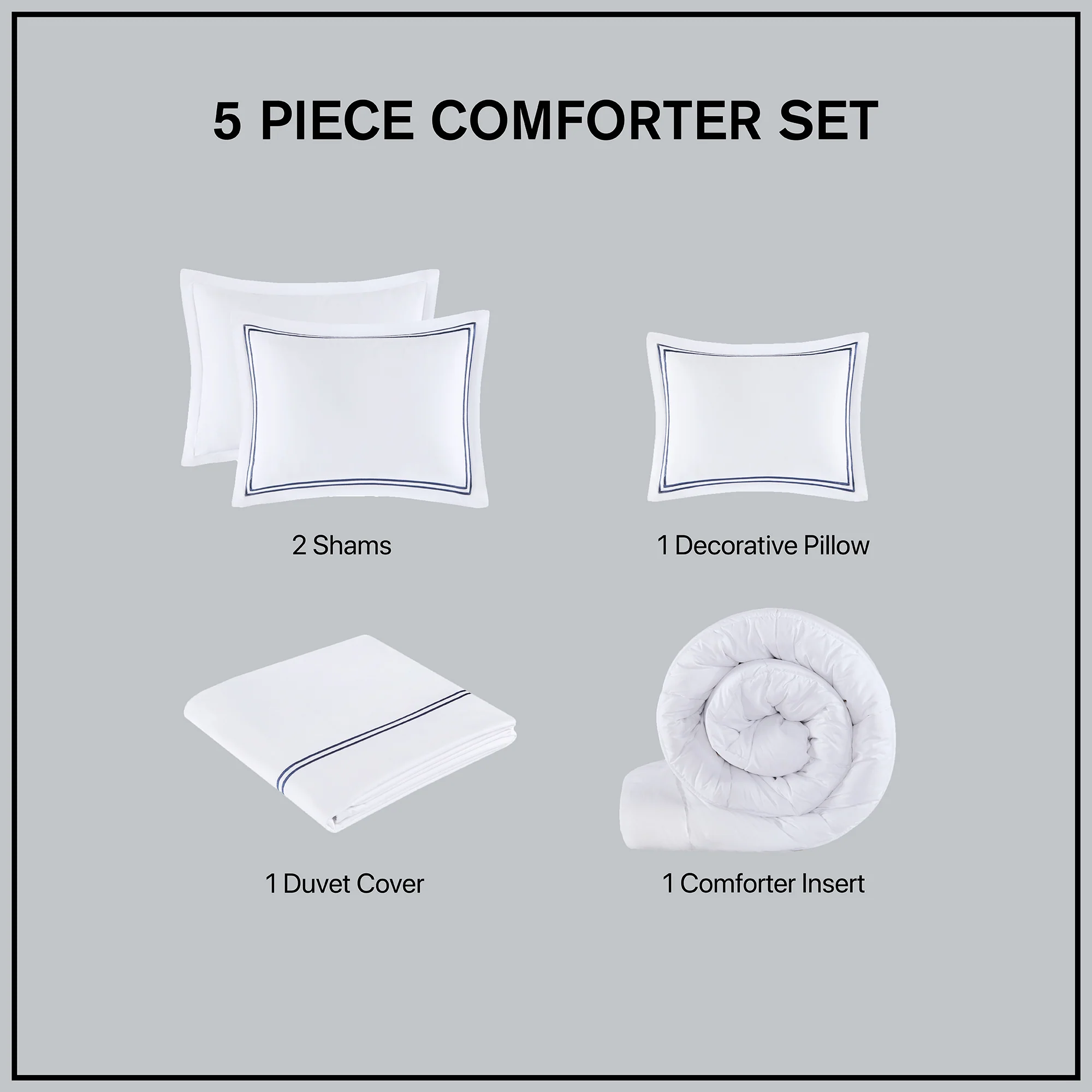 500 Thread Count Luxury Collection 100% Cotton Sateen Embroidered Comforter Set - Image 55