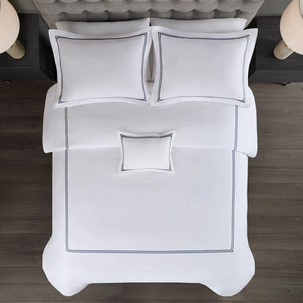 500 Thread Count Luxury Collection 100% Cotton Sateen Embroidered Duvet Cover Set - Image 19