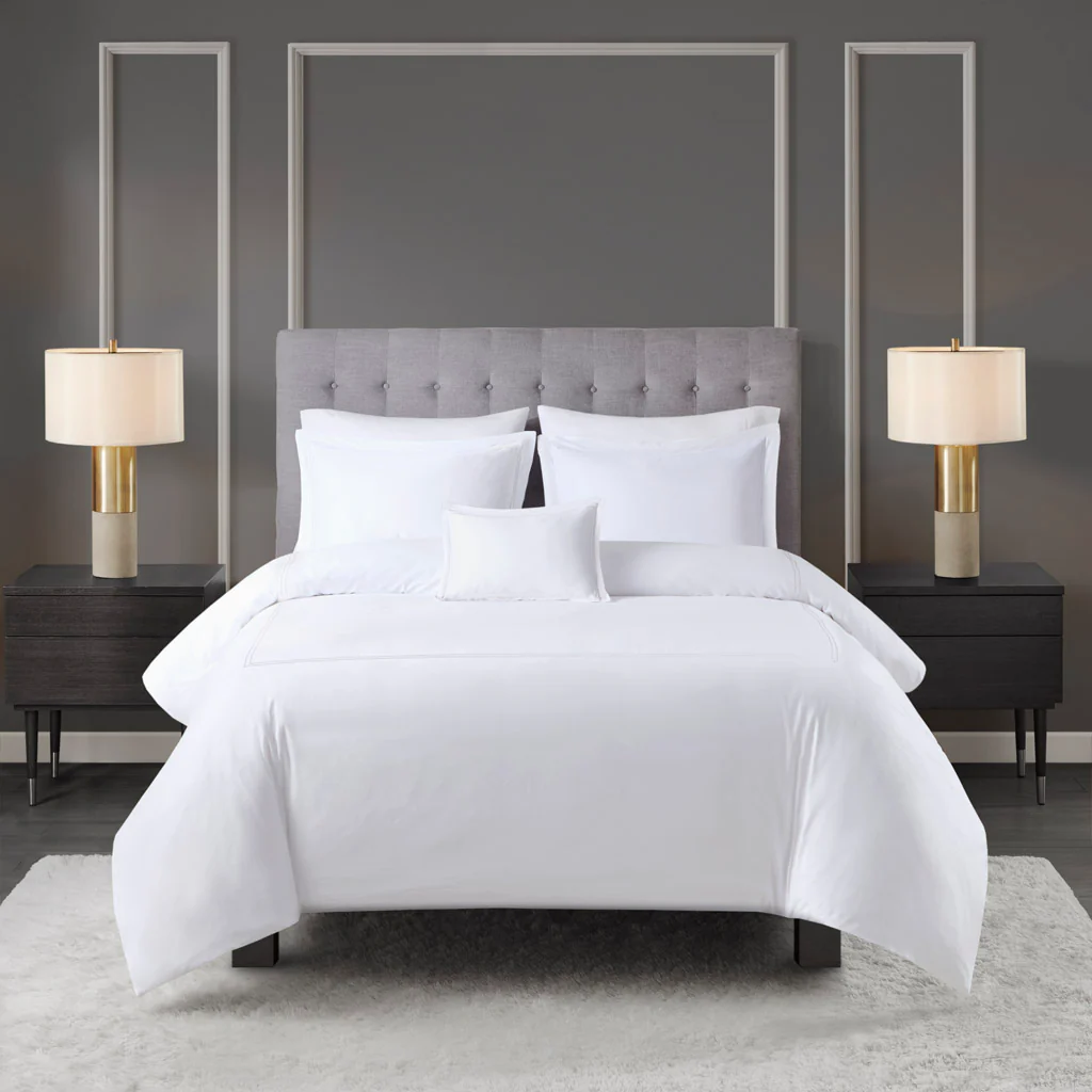 500 Thread Count Luxury Collection 100% Cotton Sateen Embroidered Duvet Cover Set - Image 6