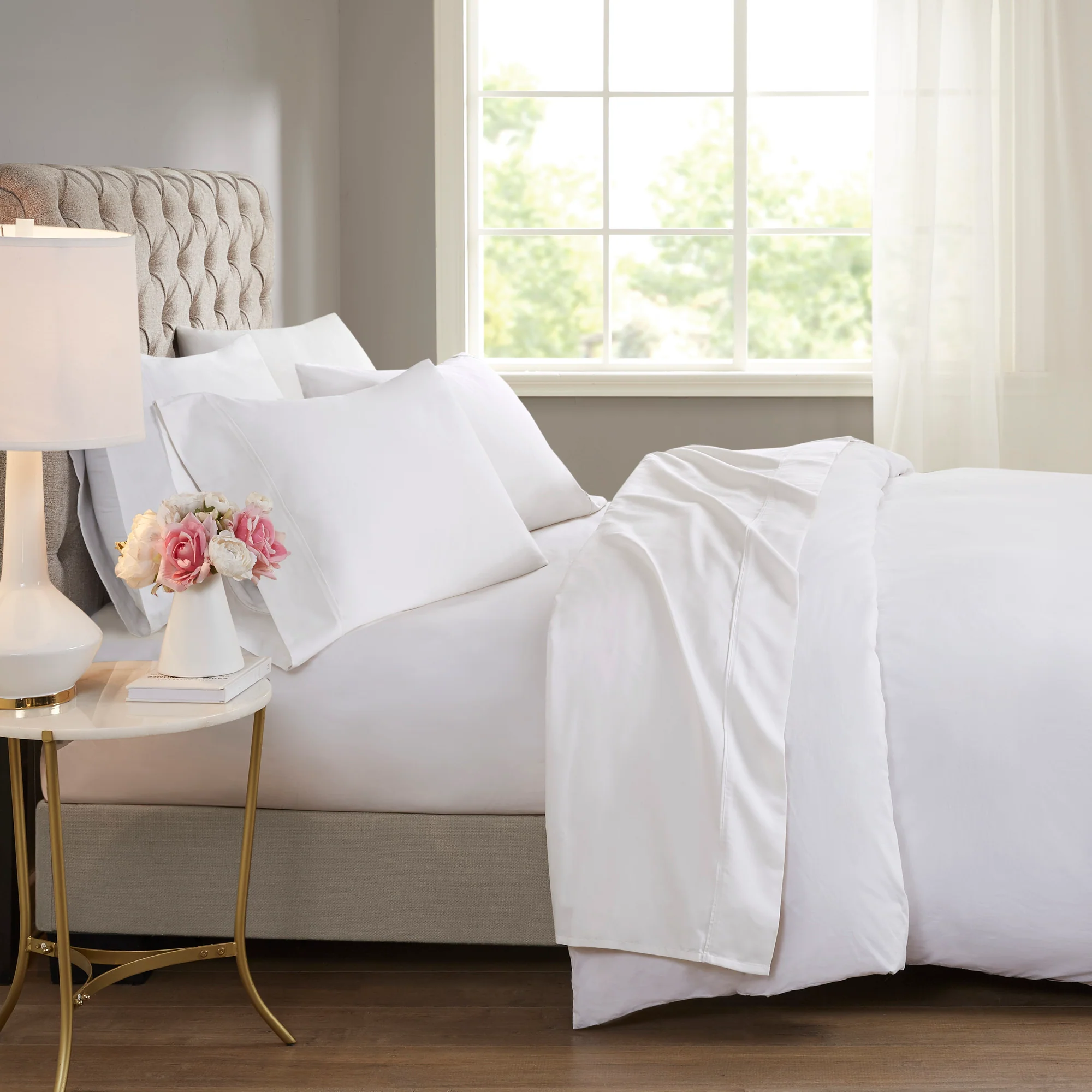 600 Thread Count Cooling Cotton Blend 4-Piece Sheet Set