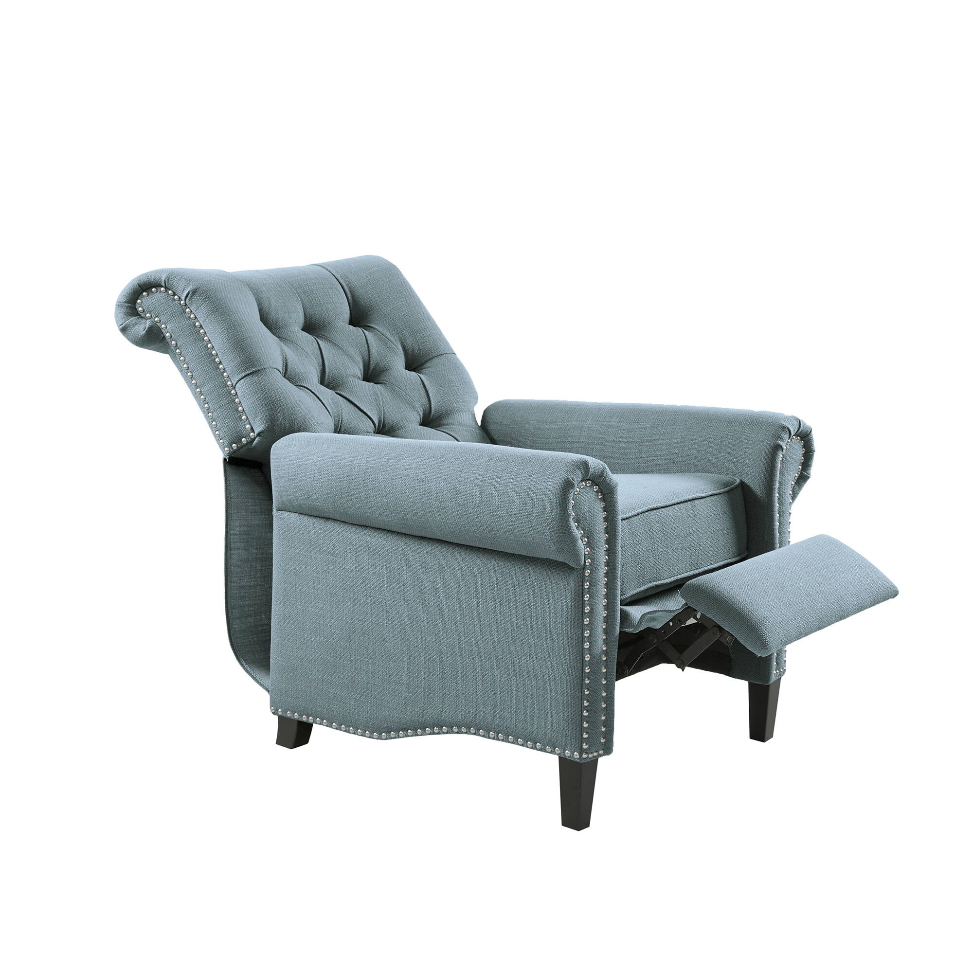 Aidan Upholstered Manual Push Back Recliner Chair with Nailheads - Image 38