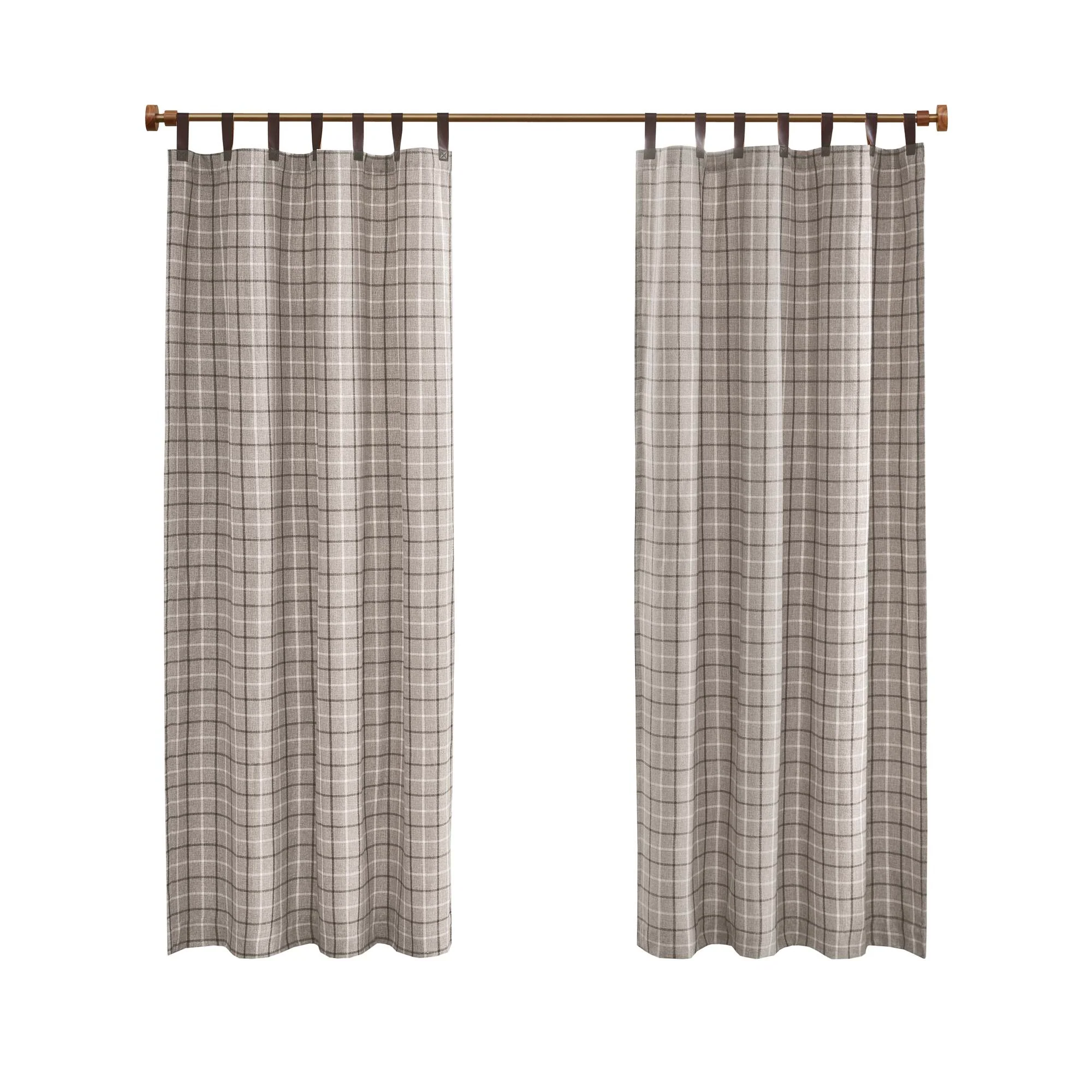 Anaheim Plaid Faux Leather Tab Top Curtain Panel with Fleece Lining - Image 32
