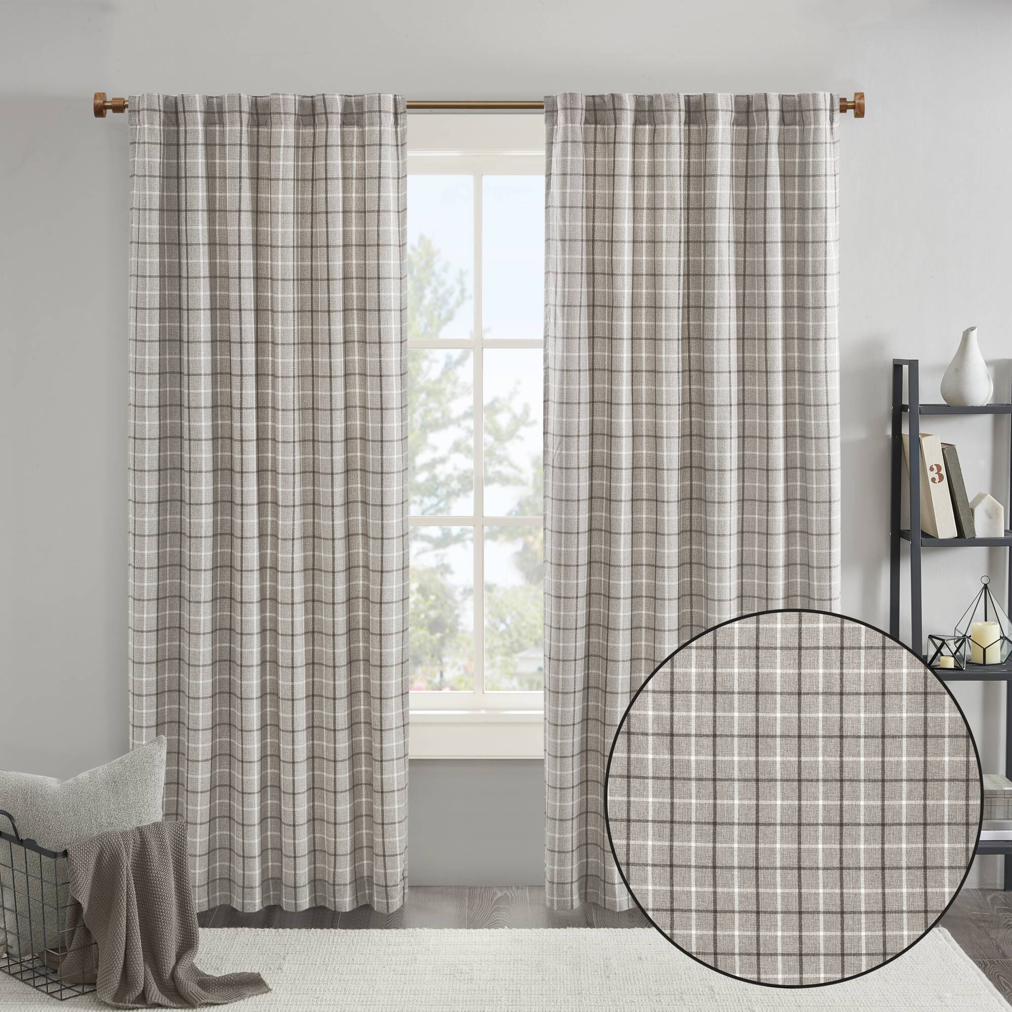 Anaheim Plaid Rod Pocket and Back Tab Curtain Panel with Fleece Lining - Image 57