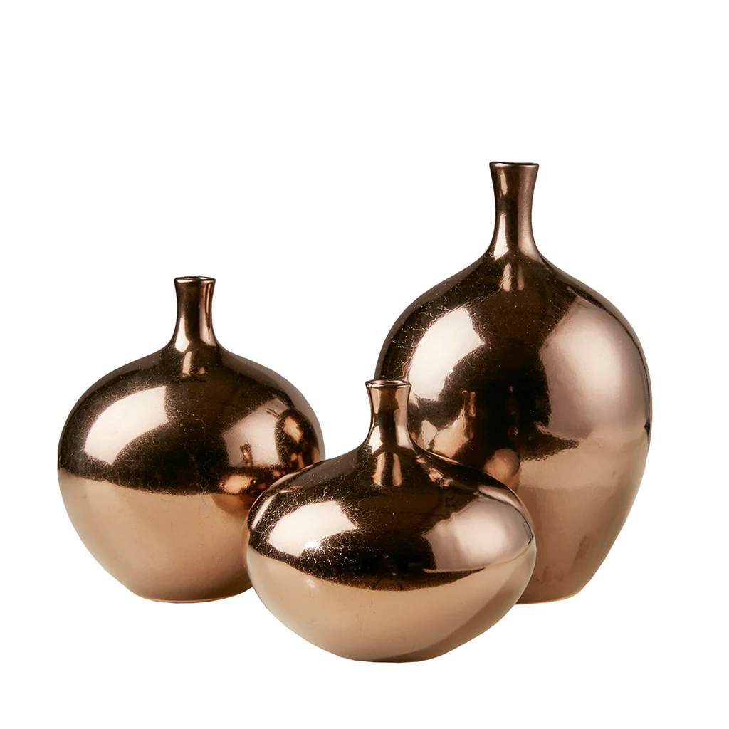 Ansen Mirrored Ceramic Decorative Vases 3-Piece set - Image 3