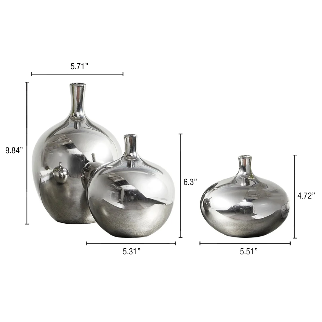 Ansen Mirrored Ceramic Decorative Vases 3-Piece set - Image 6