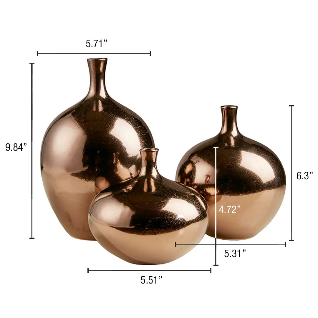 Ansen Mirrored Ceramic Decorative Vases 3-Piece set - Image 7
