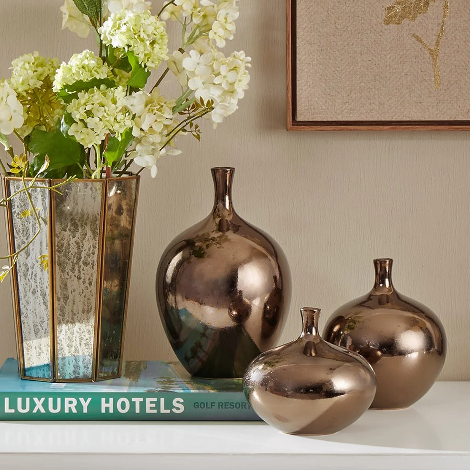 Ansen Mirrored Ceramic Decorative Vases 3-Piece set - Image 8