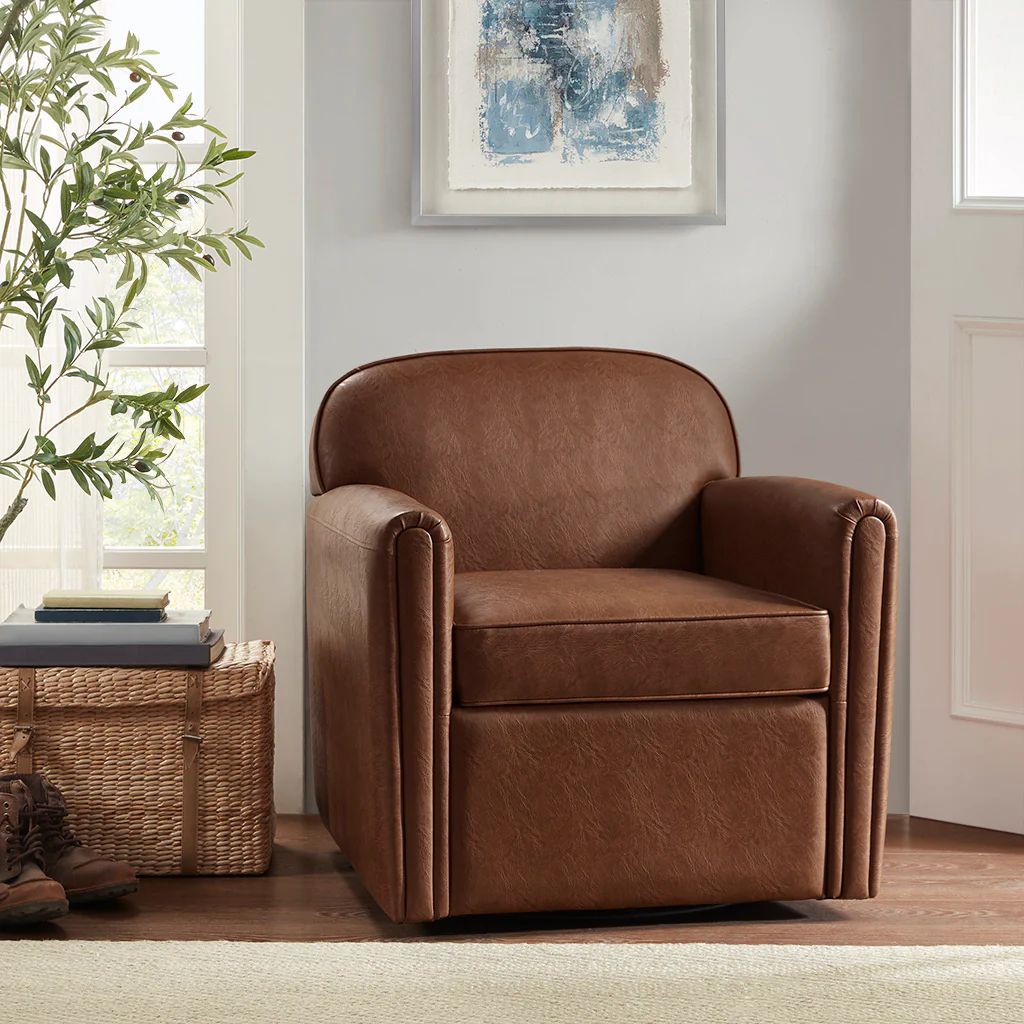 Archer Faux Leather 360 Degree Swivel Arm Chair - Image 2