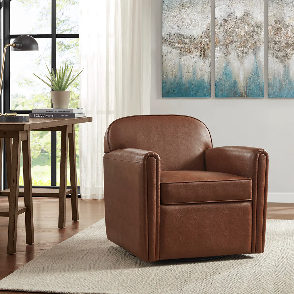 Archer Faux Leather 360 Degree Swivel Arm Chair - Image 3