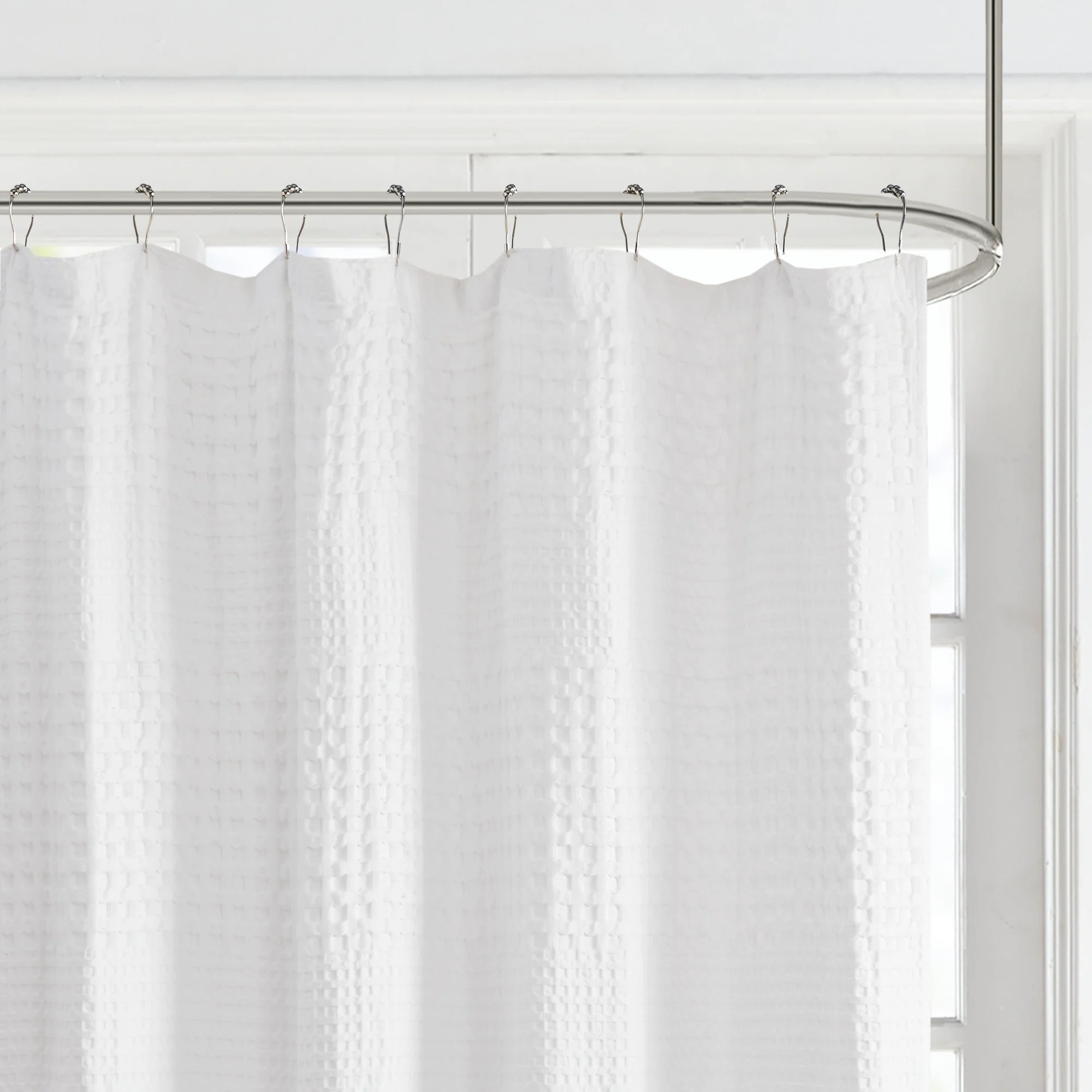 Arlo Super Waffle Textured Solid Shower Curtain - Image 2