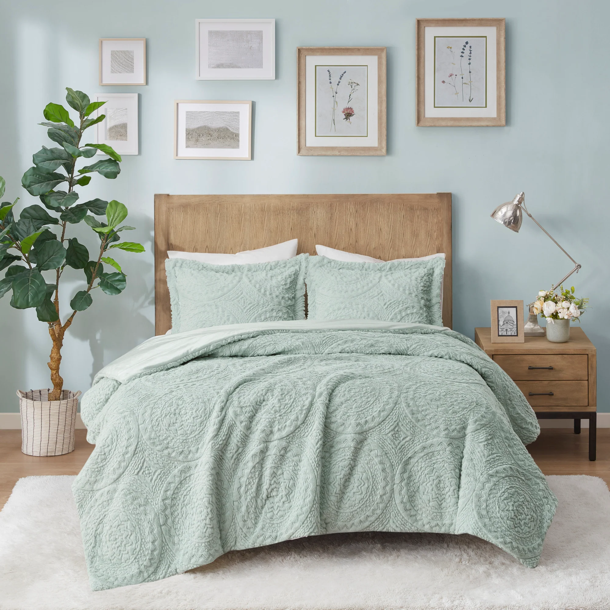 Arya Embroidered Medallion Faux Fur Ultra Plush Comforter Mini Set - Image 48
