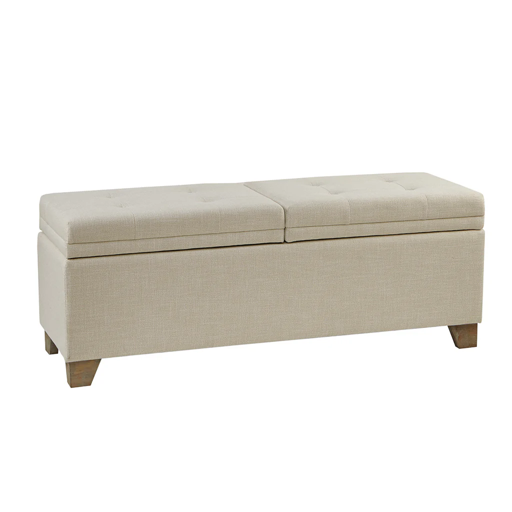 Ashcroft Dual Compartment Flip-Top Storage Bench - Image 4