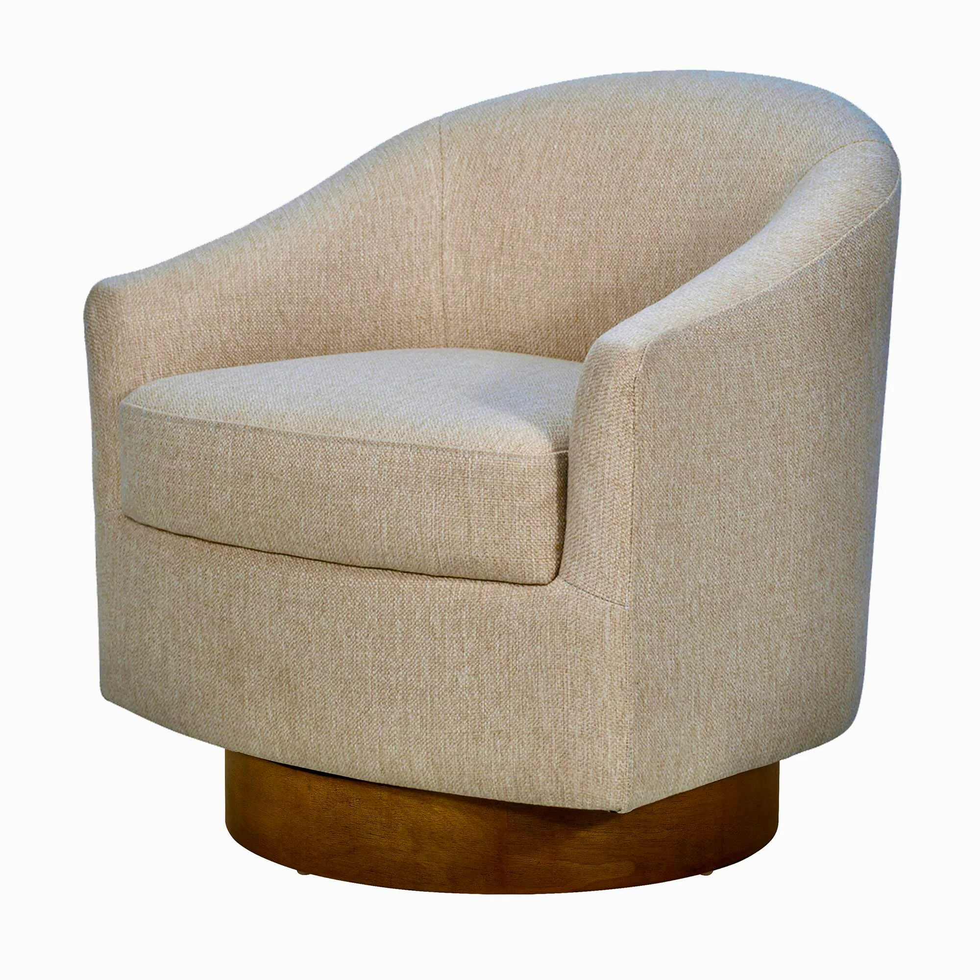 Ashton Upholstered Swivel Chair with Wood Base - Image 12
