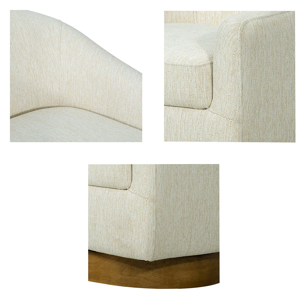 Ashton Upholstered Swivel Chair with Wood Base - Image 13