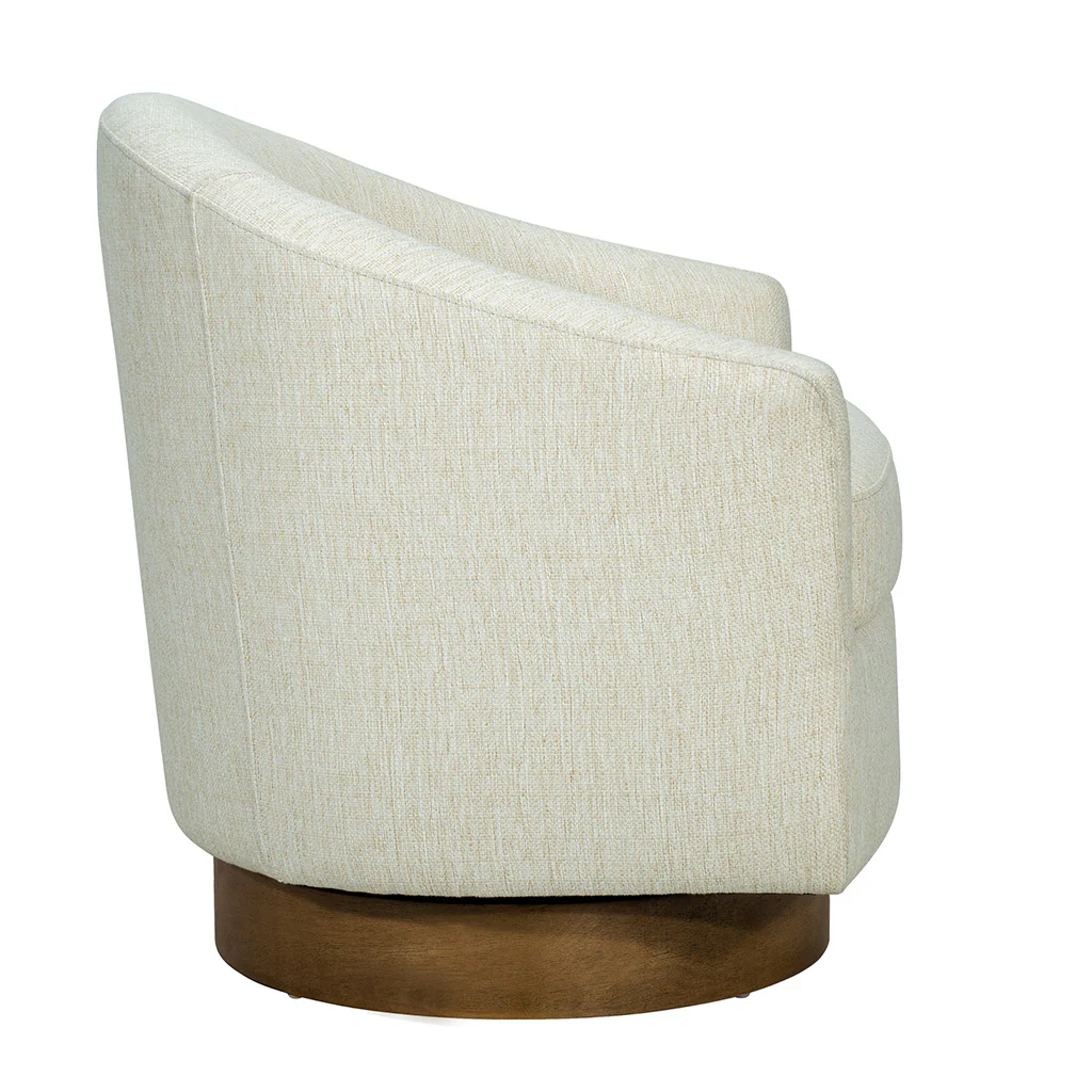 Ashton Upholstered Swivel Chair with Wood Base - Image 7