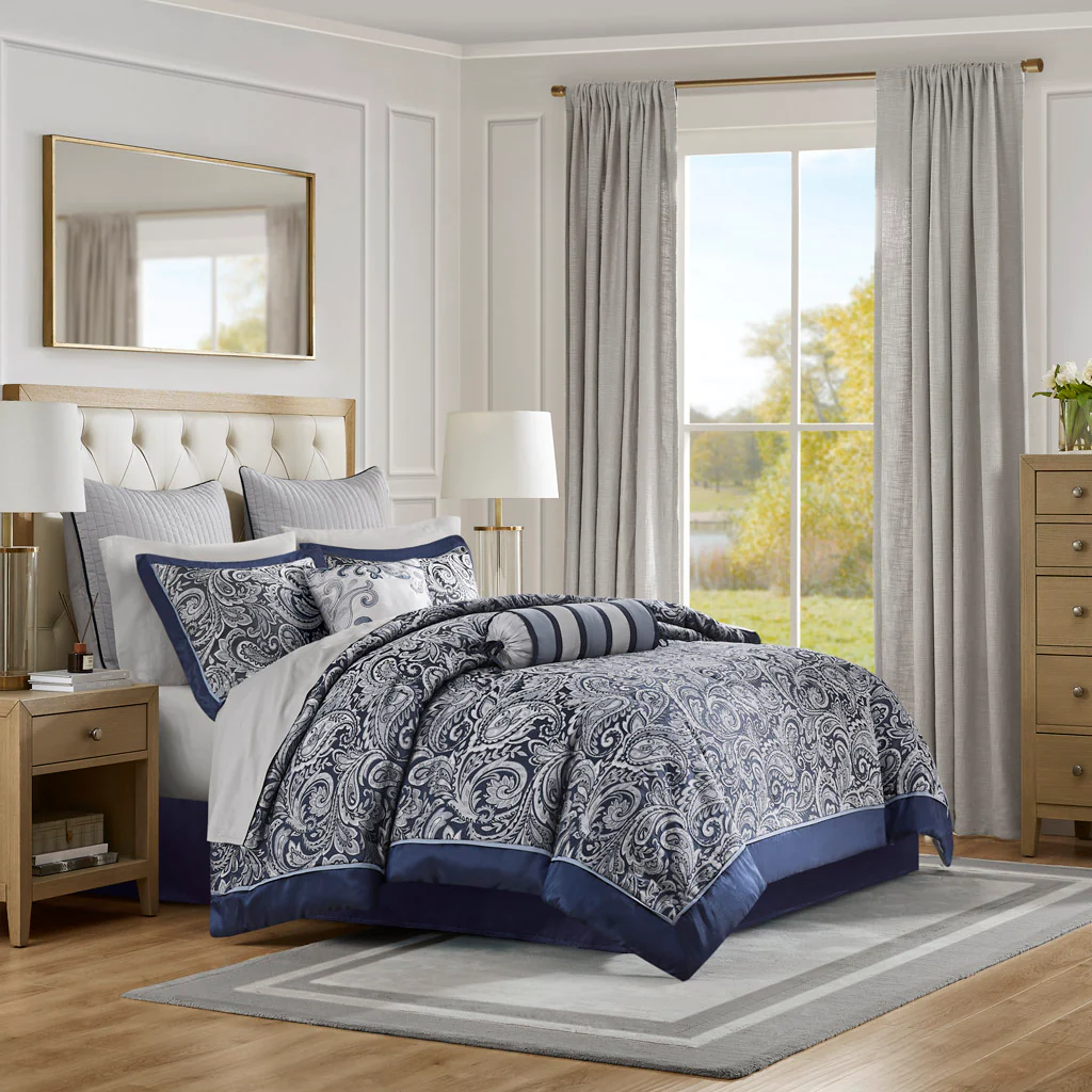 Aubrey 12-Piece Comforter Set with Cotton Bed Sheets - Image 2