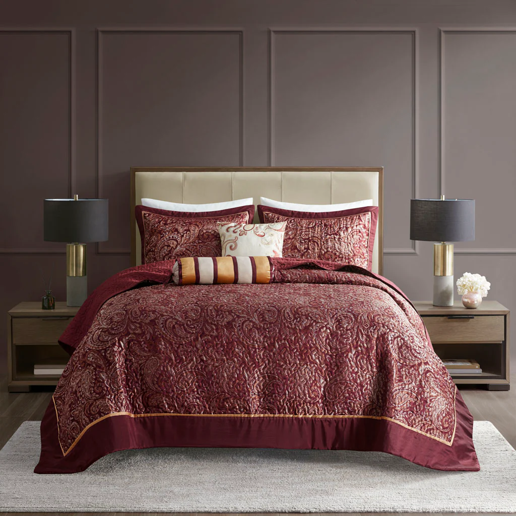 Aubrey 5-Piece Jacquard Bedspread Set with Throw Pillows - Image 11