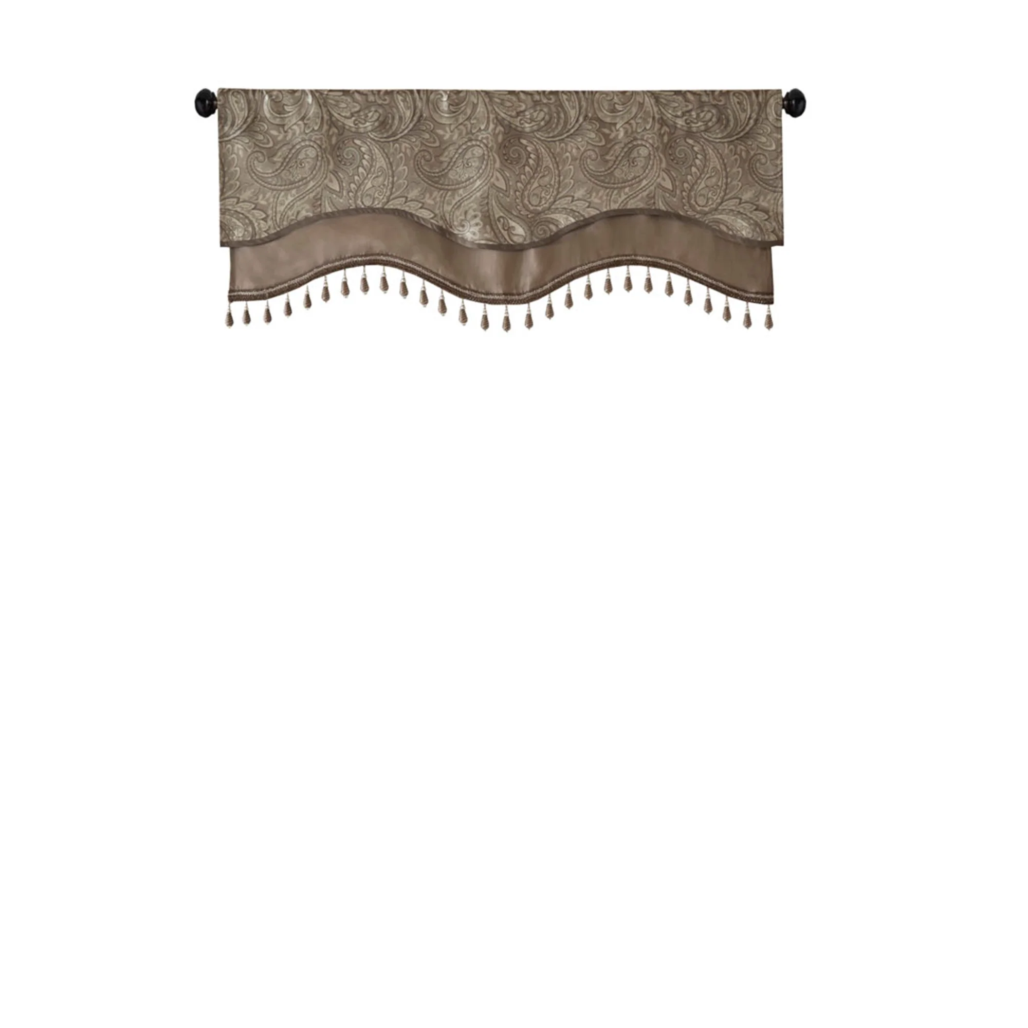 Aubrey Jacquard Window Rod Pocket Valance With Beads - Image 30