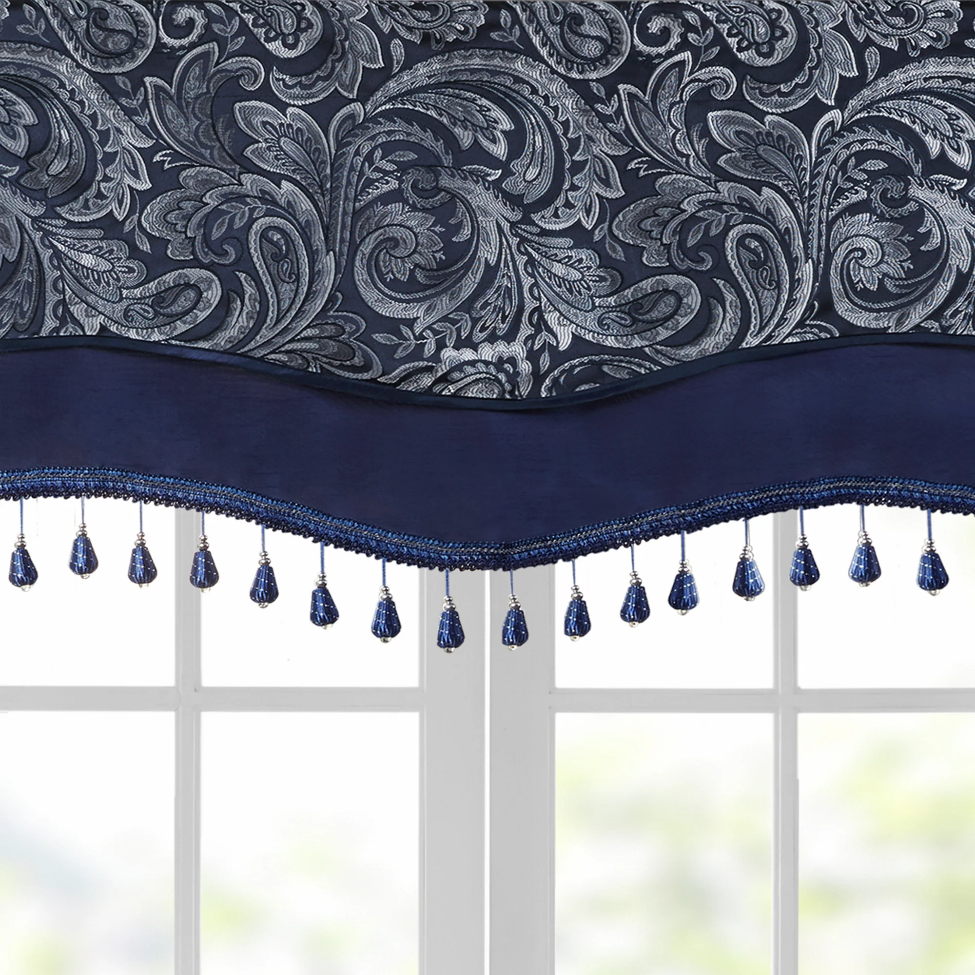 Aubrey Jacquard Window Rod Pocket Valance With Beads - Image 32