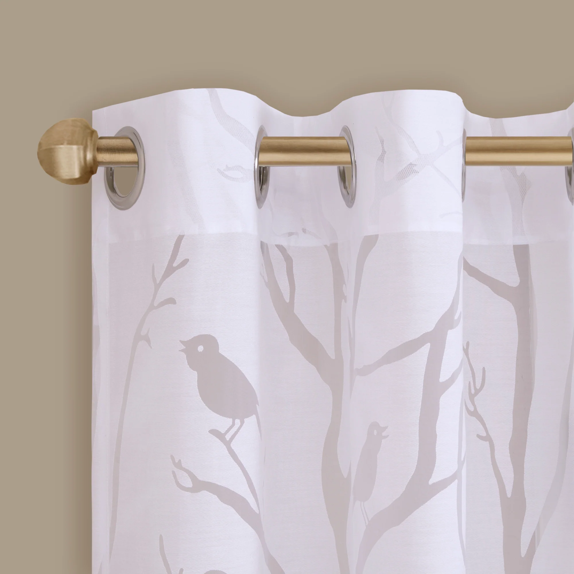 Averil Grommet Top Sheer Bird on Branches Burnout Window Curtain - Image 5