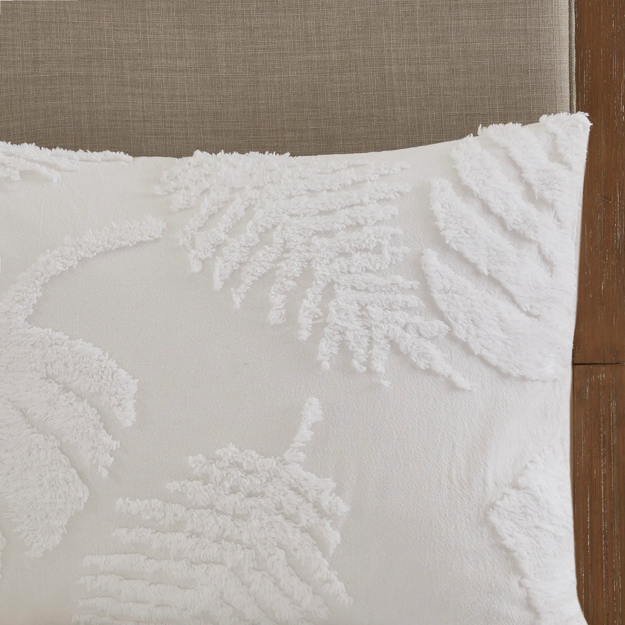 Bahari 3-Piece Tufted Cotton Chenille Palm Duvet Cover Set - Image 5