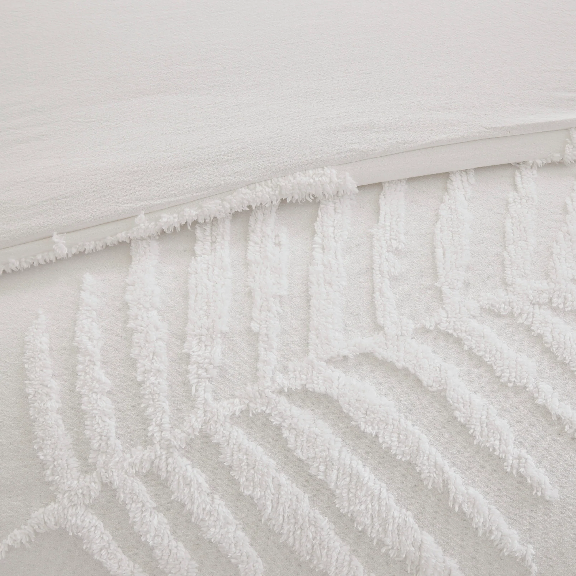 Bahari 3-Piece Tufted Cotton Chenille Palm Duvet Cover Set - Image 8