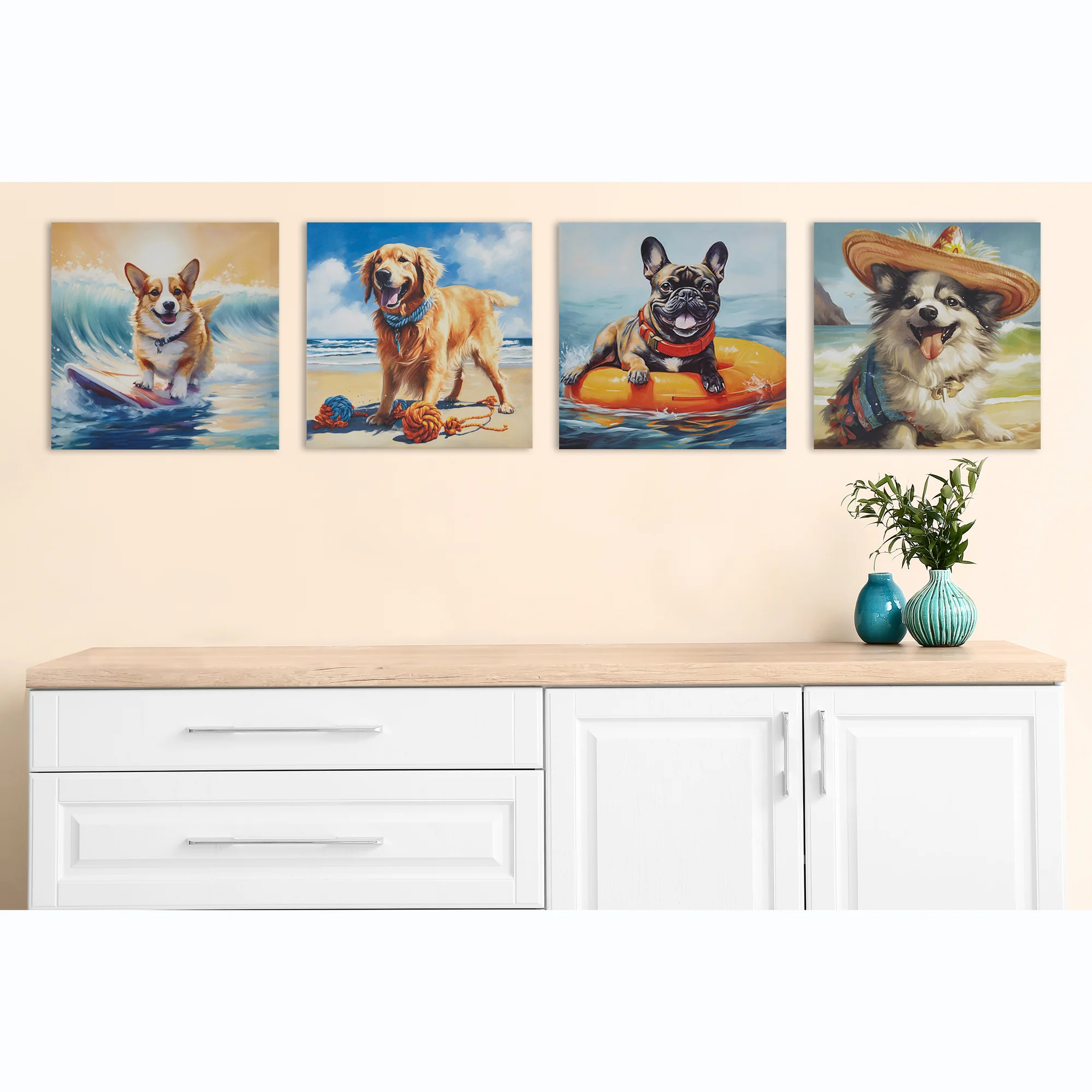 Beach Dogs Golden Retriever Canvas Wall Art - Image 11