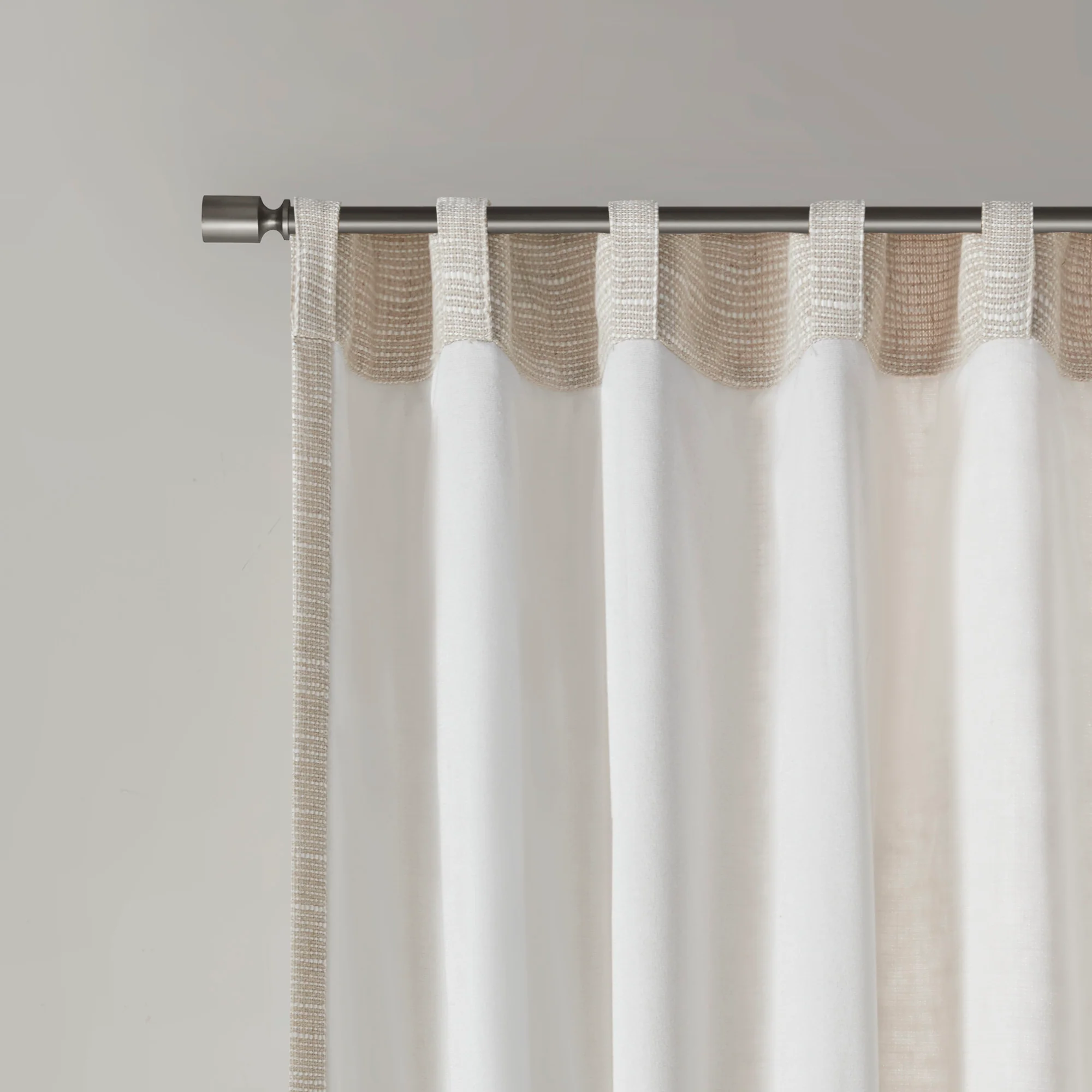 Beals Faux Linen Rod Pocket and Back Tab Fleece Lined Curtain Panel - Image 4