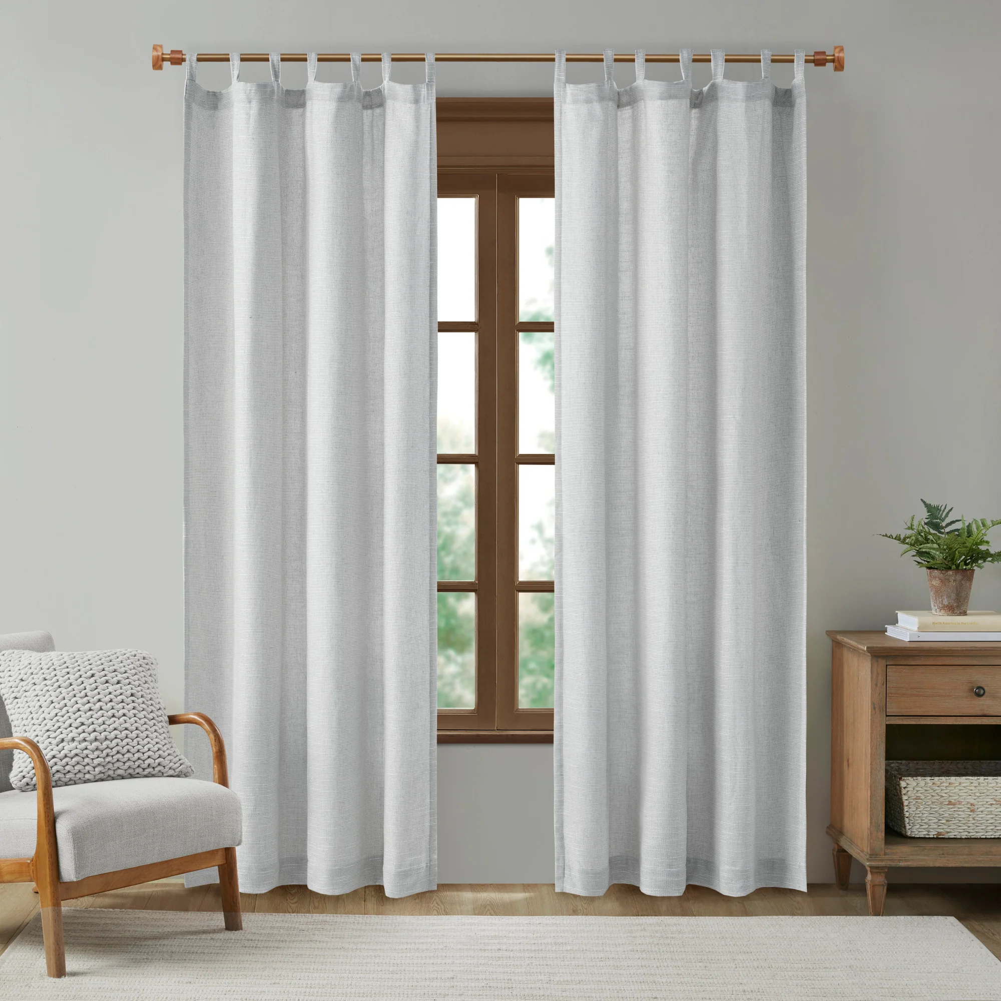 Beals Faux Linen Tab Top Fleece Lined Curtain Panel - Image 13