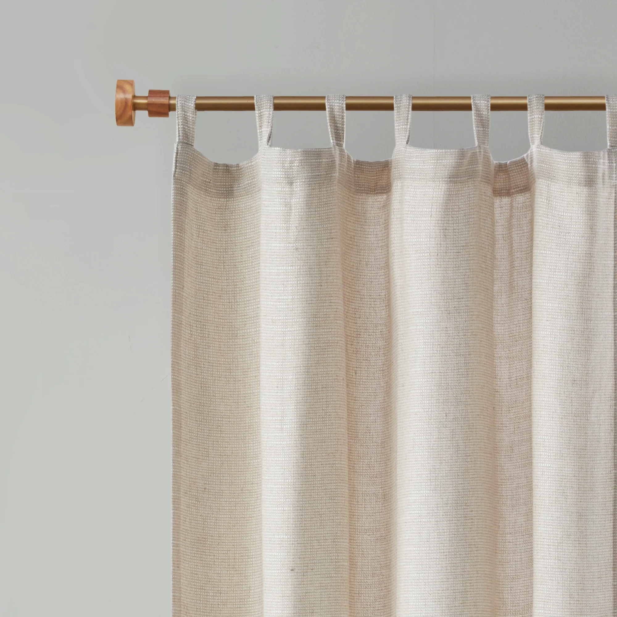Beals Faux Linen Tab Top Fleece Lined Curtain Panel - Image 3