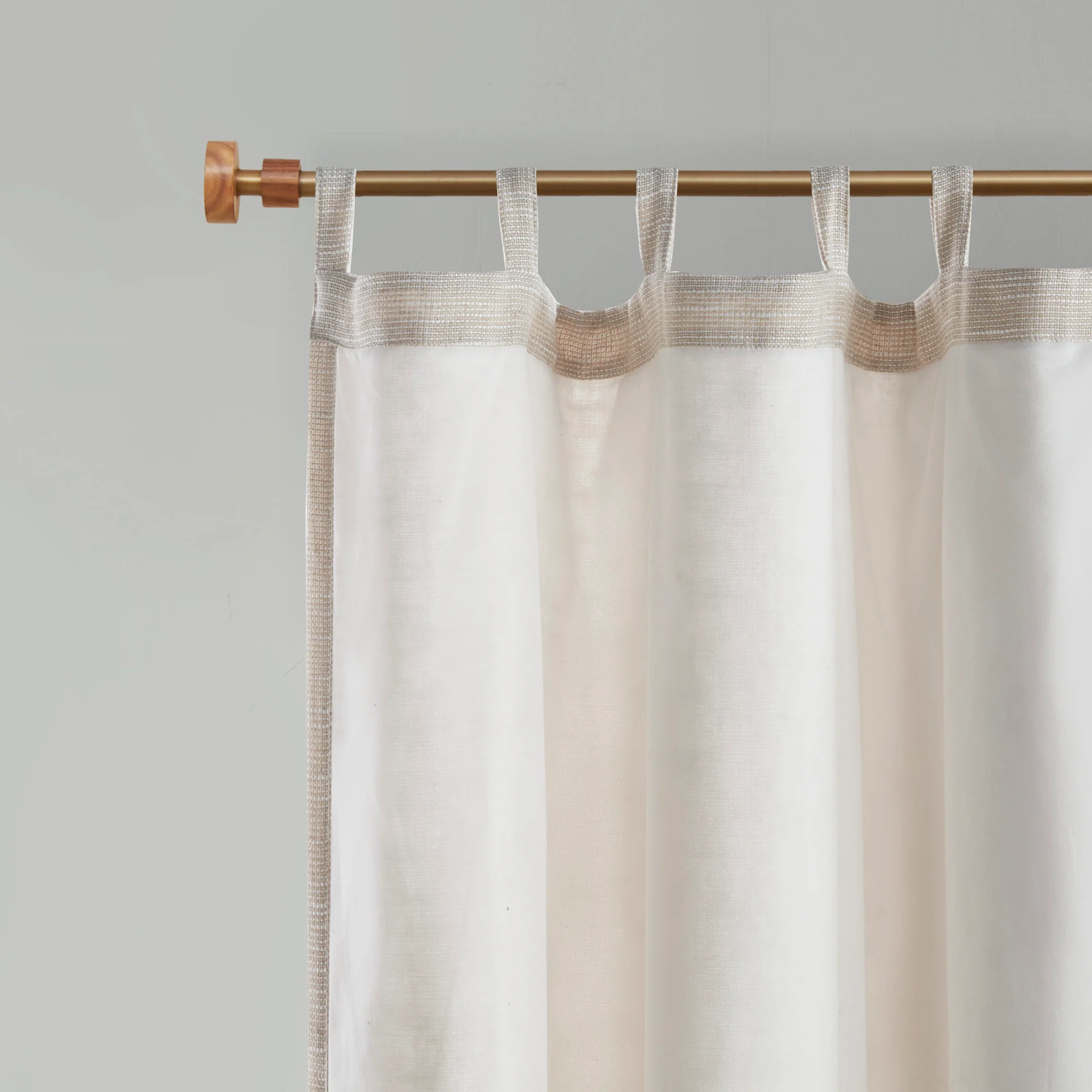 Beals Faux Linen Tab Top Fleece Lined Curtain Panel - Image 4