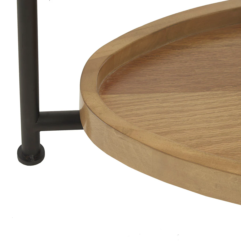 Beaumont 2-Tier Oval Coffee Table with Wood Storage Shelf - Image 13