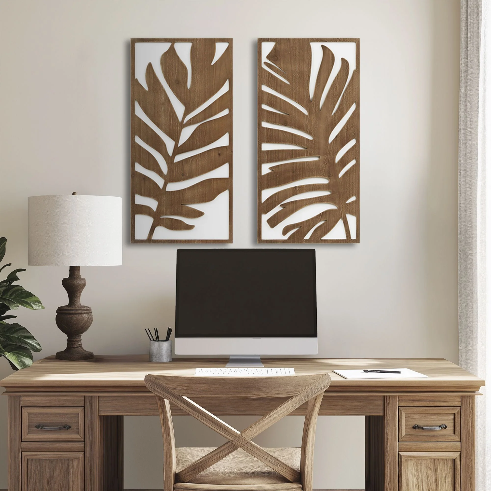 Birch Botanical Two-tone 2-Piece Wood Panel Wall Decor Set - Image 2
