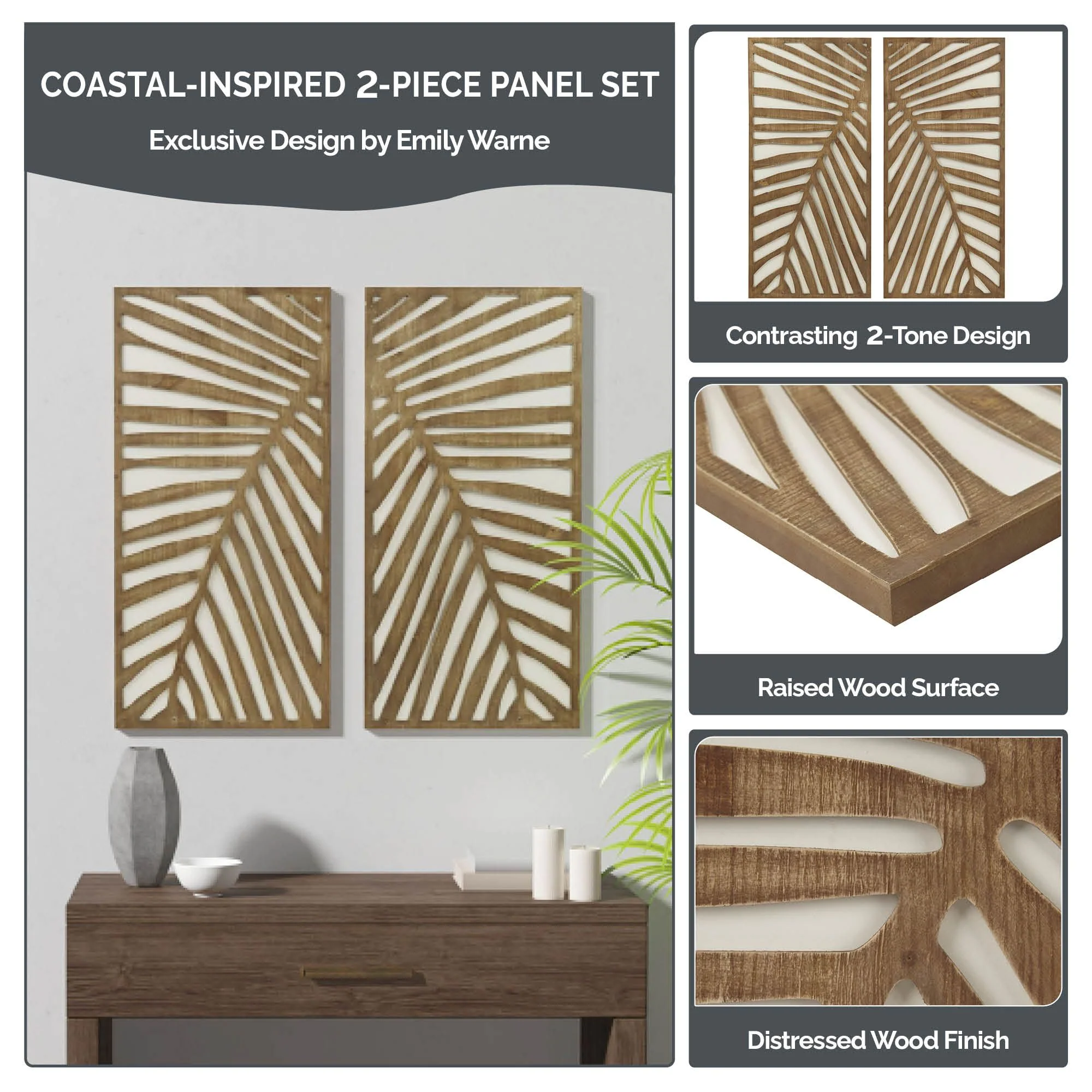 Birch Botanical Two-tone Wood Panel Wall Décor Set - Image 33