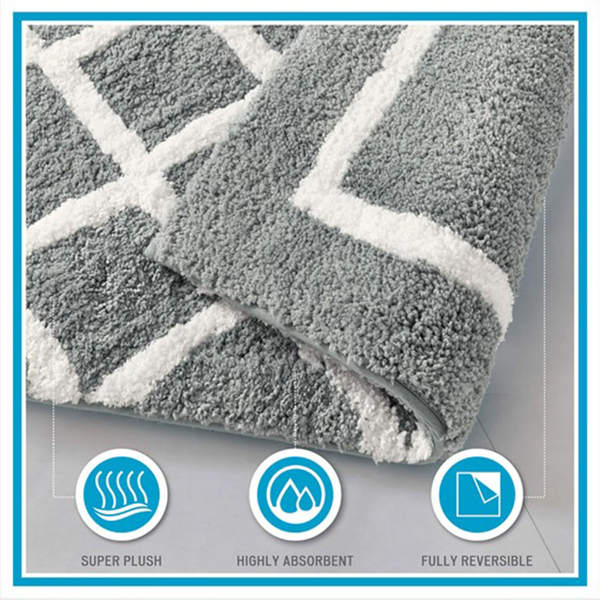 Bittman Reversible High Pile Tufted Microfiber Bath Rug - Image 40