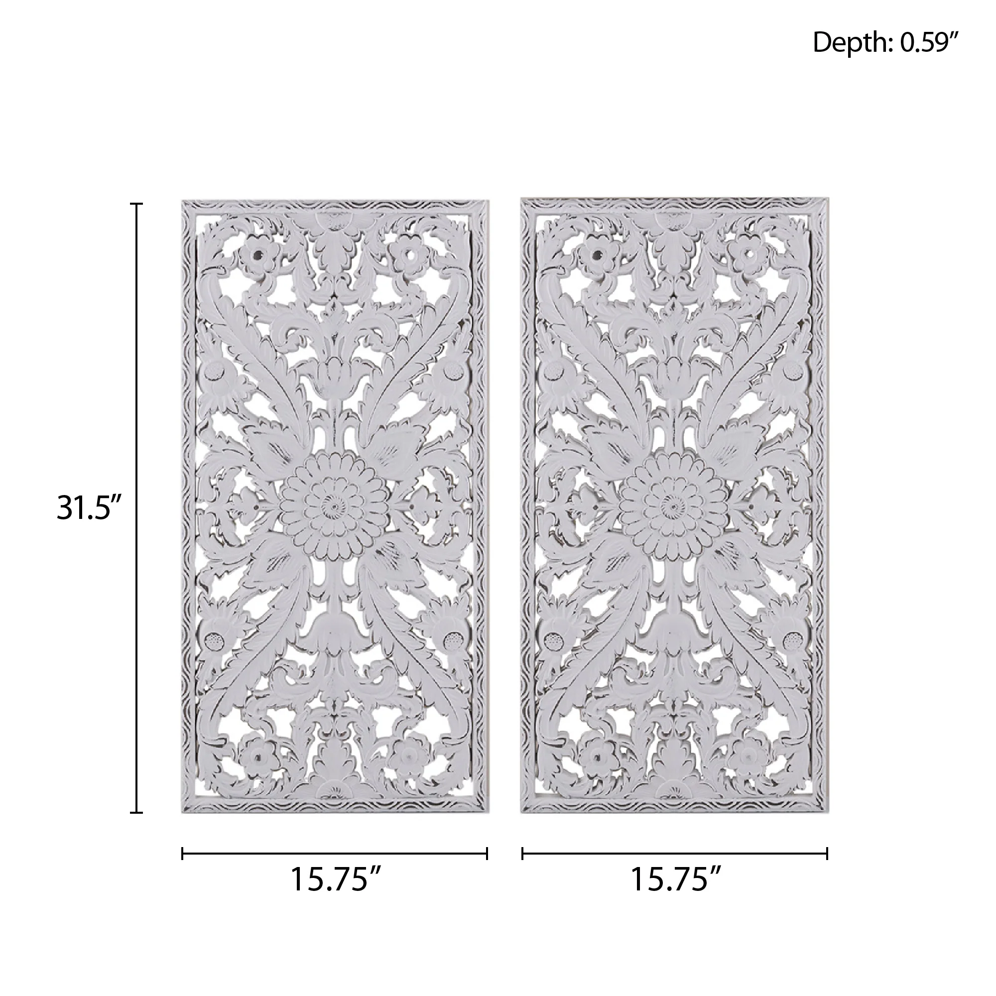 Botanical Panel Distressed Carved Wood 2-Piece Wall Decor Set - Image 24