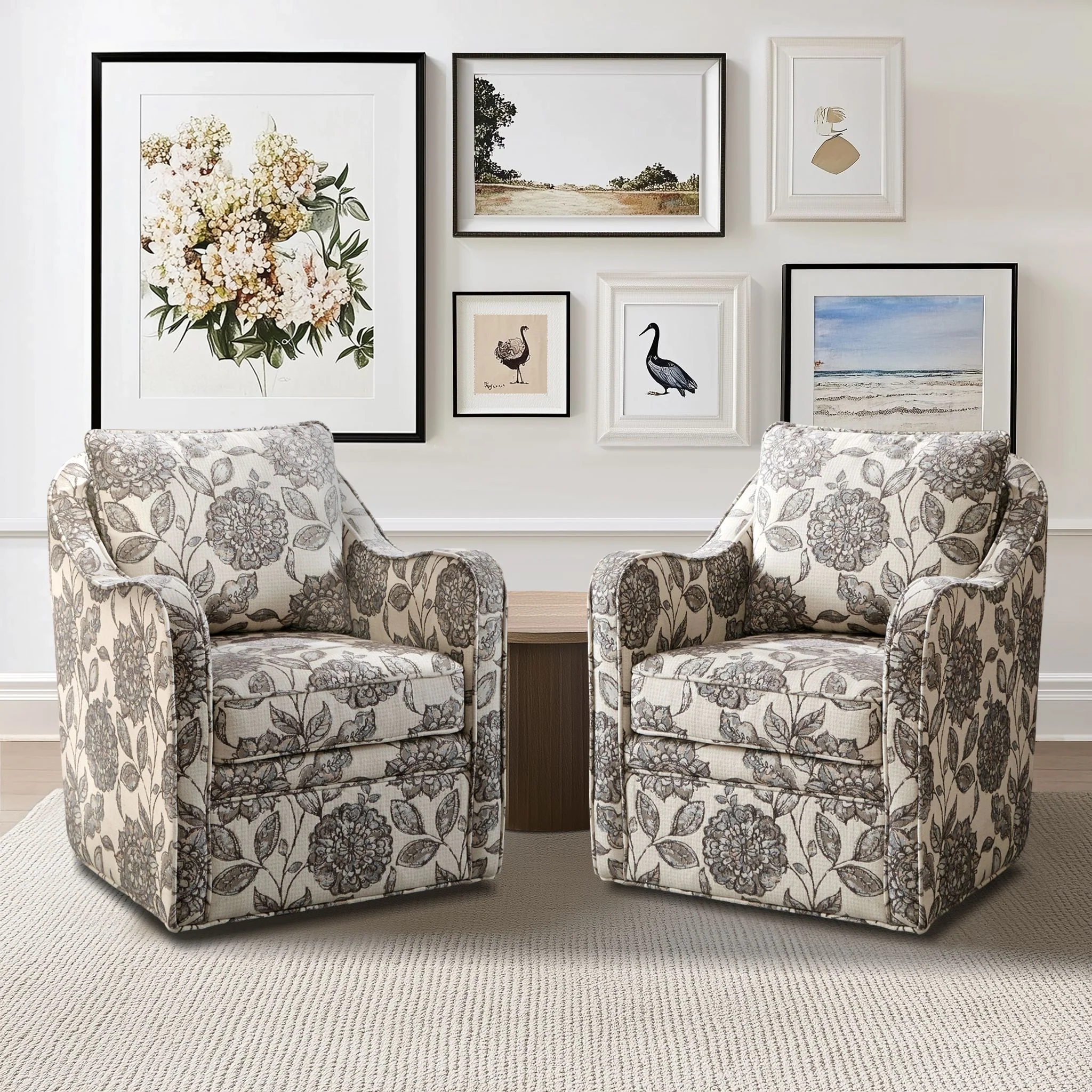 Brianne Upholstered Swivel Curved Armchair - Image 10