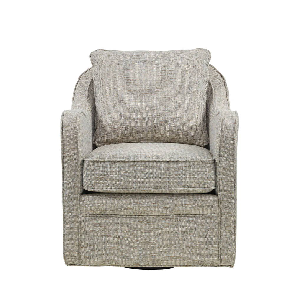 Brianne Upholstered Swivel Curved Armchair - Image 17