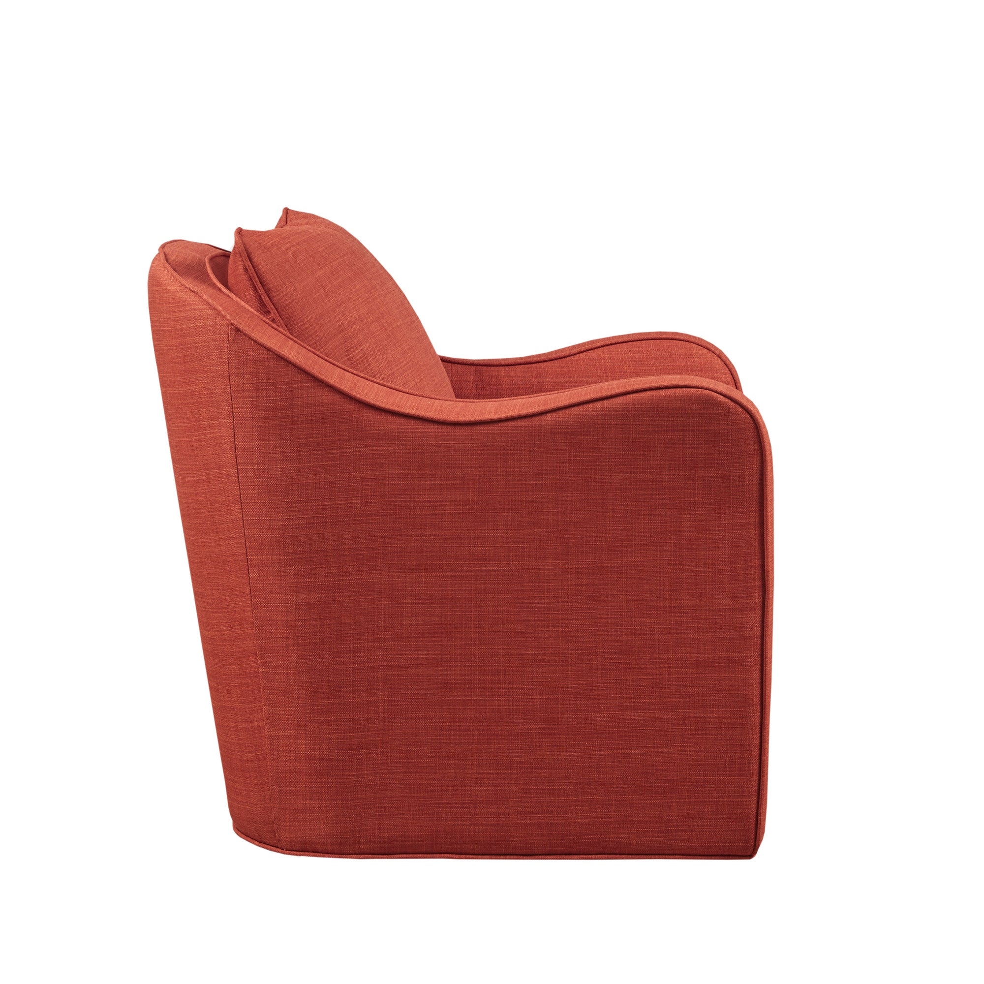 Brianne Upholstered Swivel Curved Armchair - Image 18