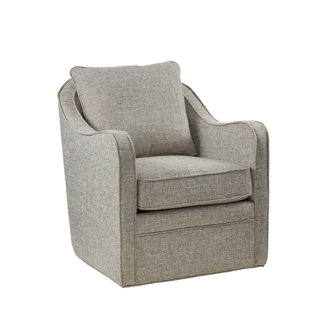 Brianne Upholstered Swivel Curved Armchair - Image 23