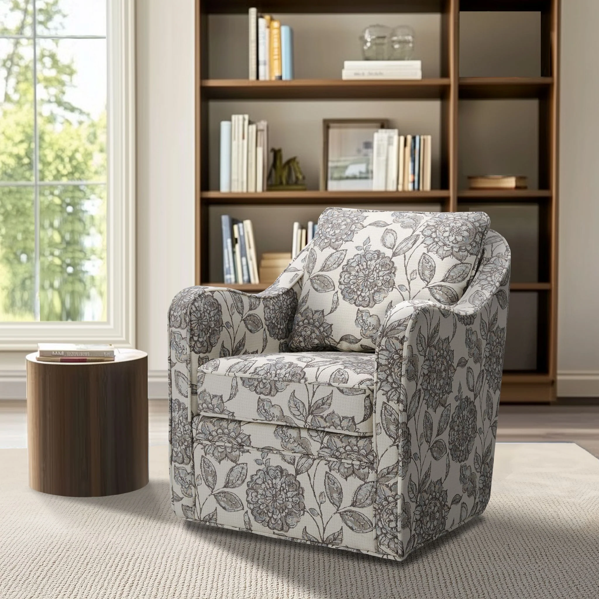 Brianne Upholstered Swivel Curved Armchair - Image 25