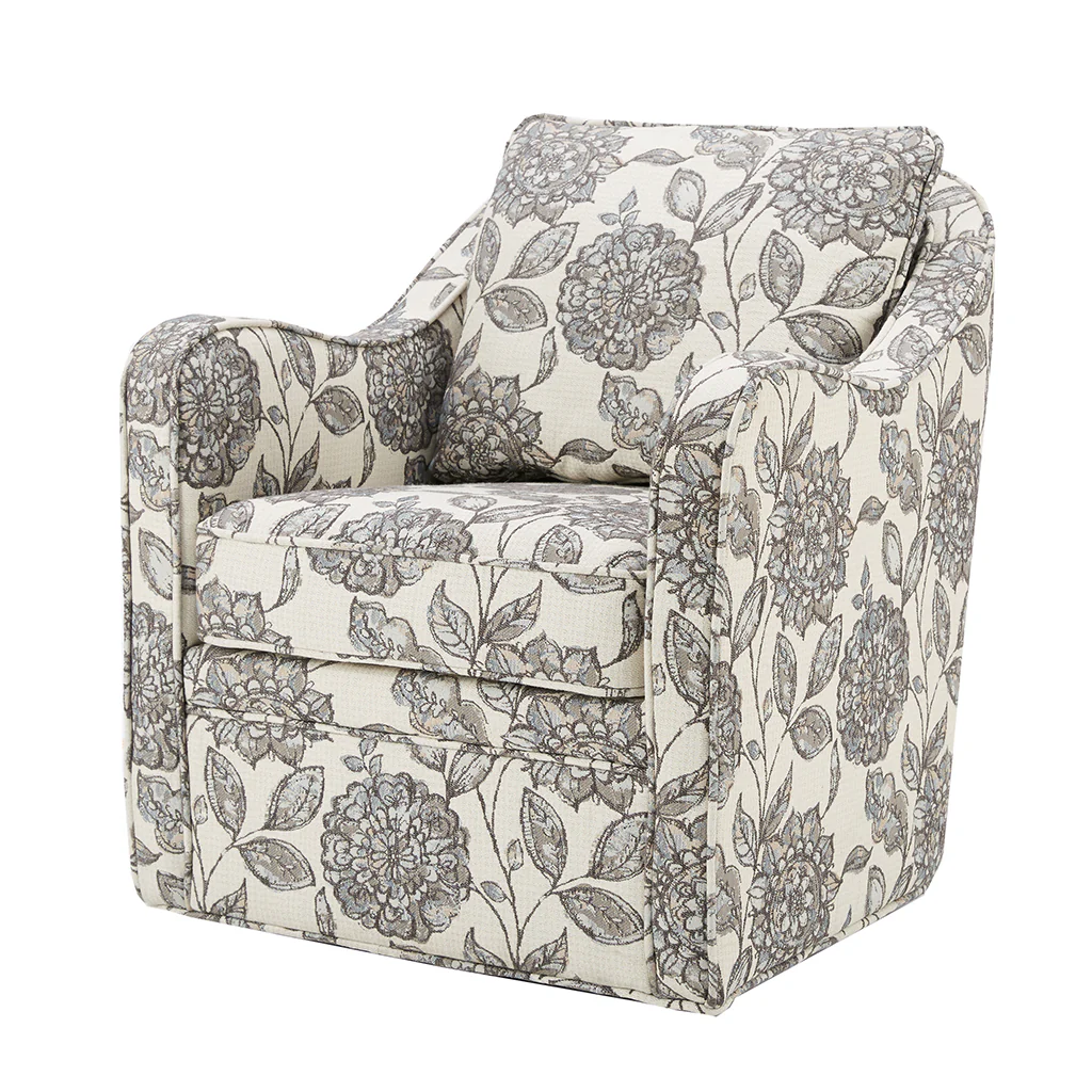Brianne Upholstered Swivel Curved Armchair - Image 26