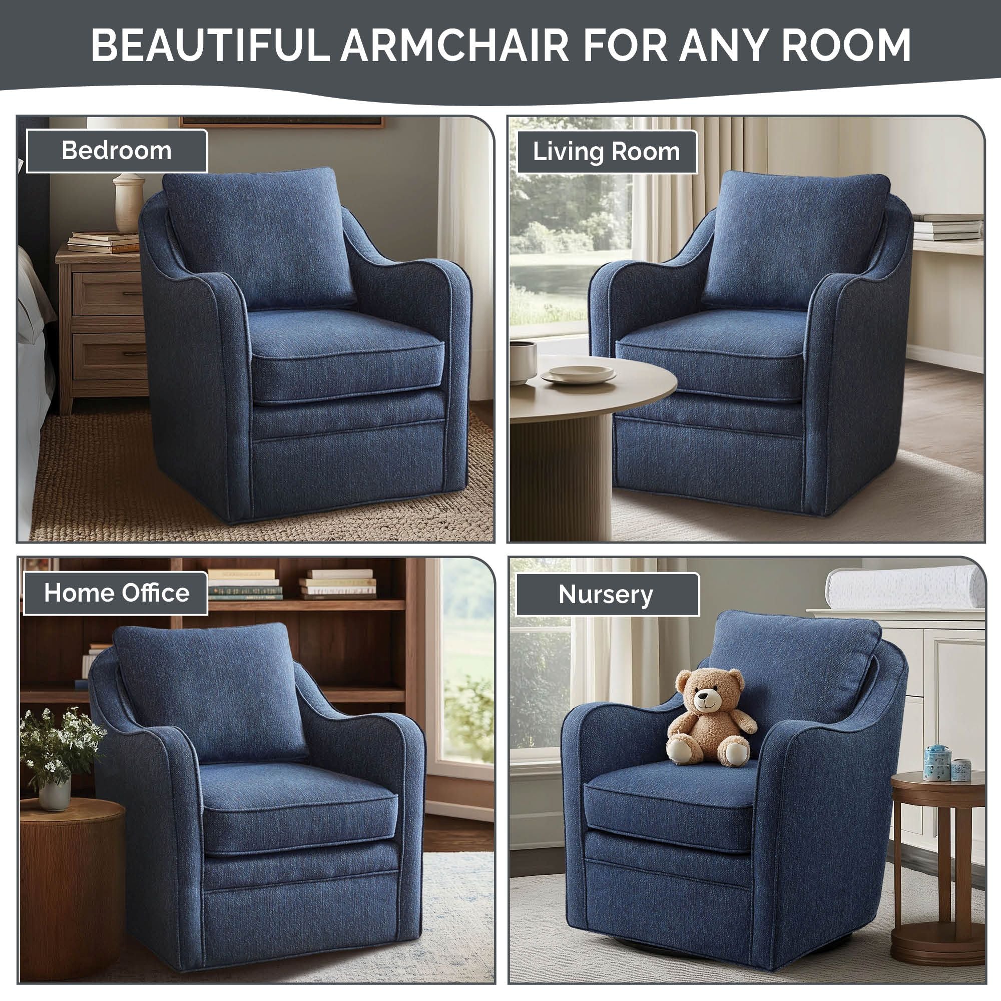 Brianne Upholstered Swivel Curved Armchair - Image 44