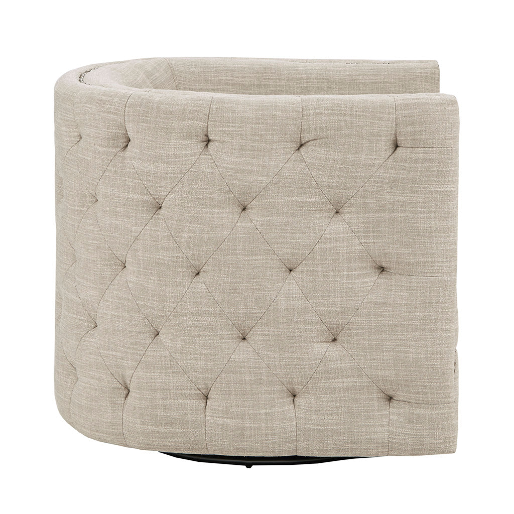 Capstone 360-degree Swivel Barrel chair with Tufting and Nail heads - Image 10