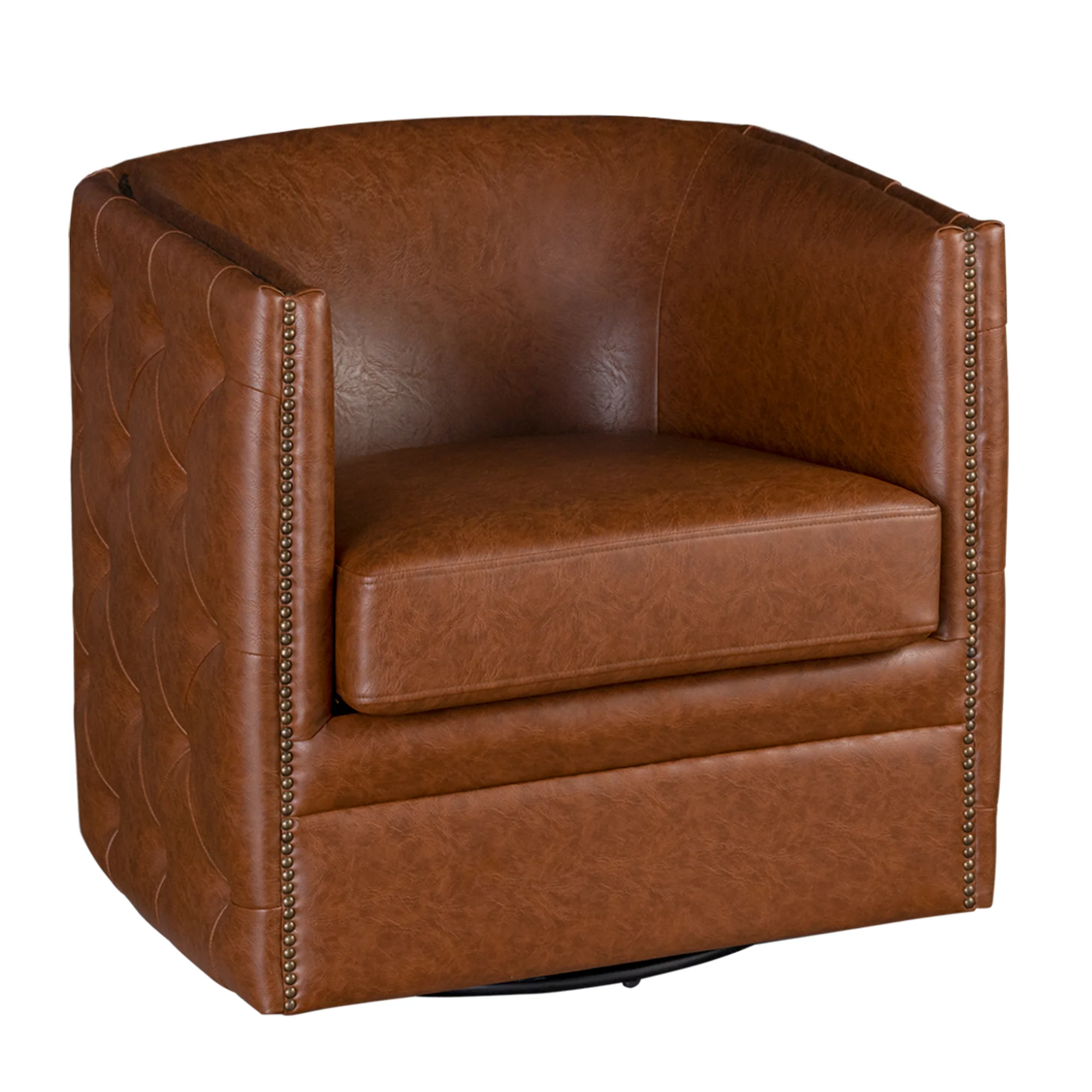 Capstone 360-degree Swivel Barrel chair with Tufting and Nail heads - Image 15
