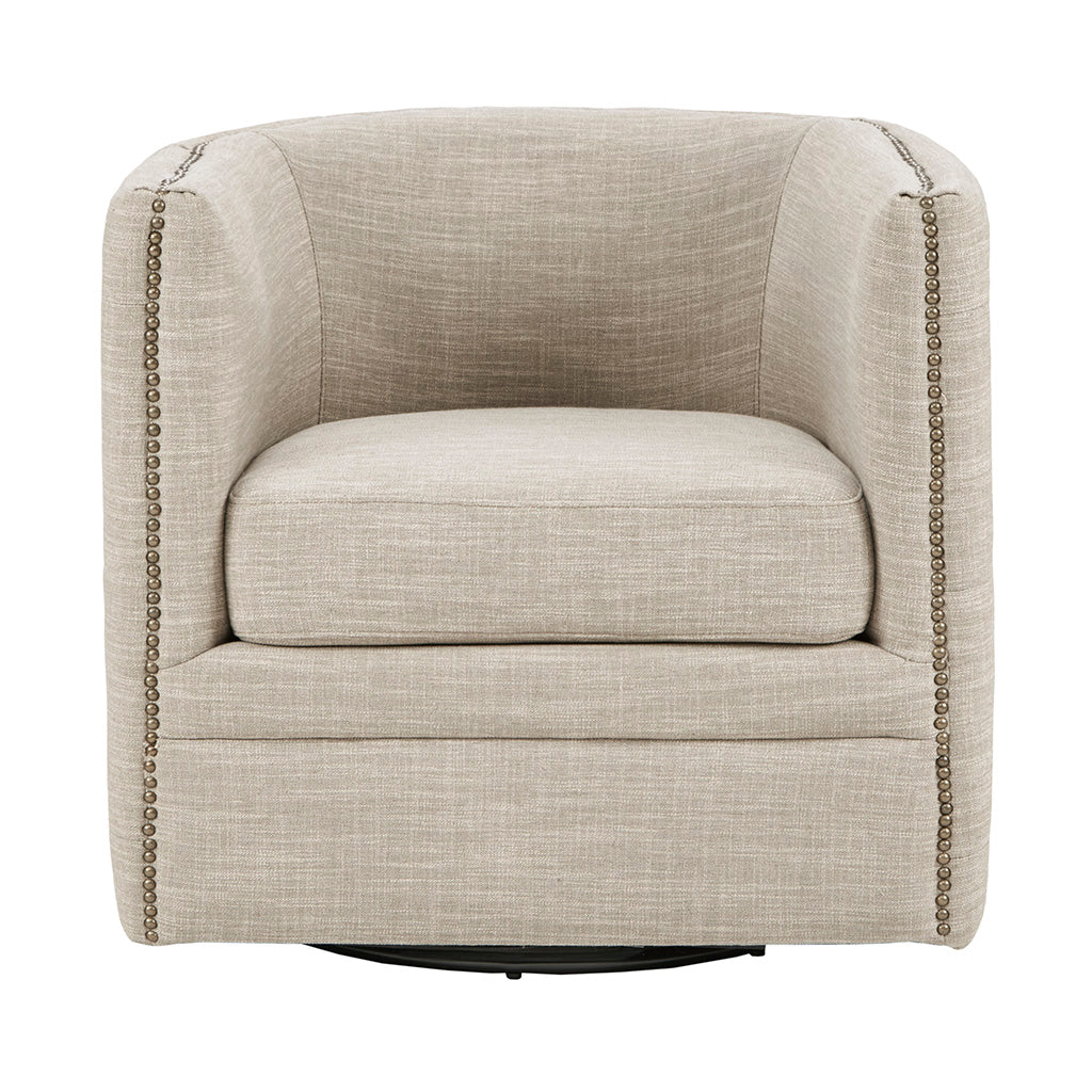 Capstone 360-degree Swivel Barrel chair with Tufting and Nail heads - Image 18