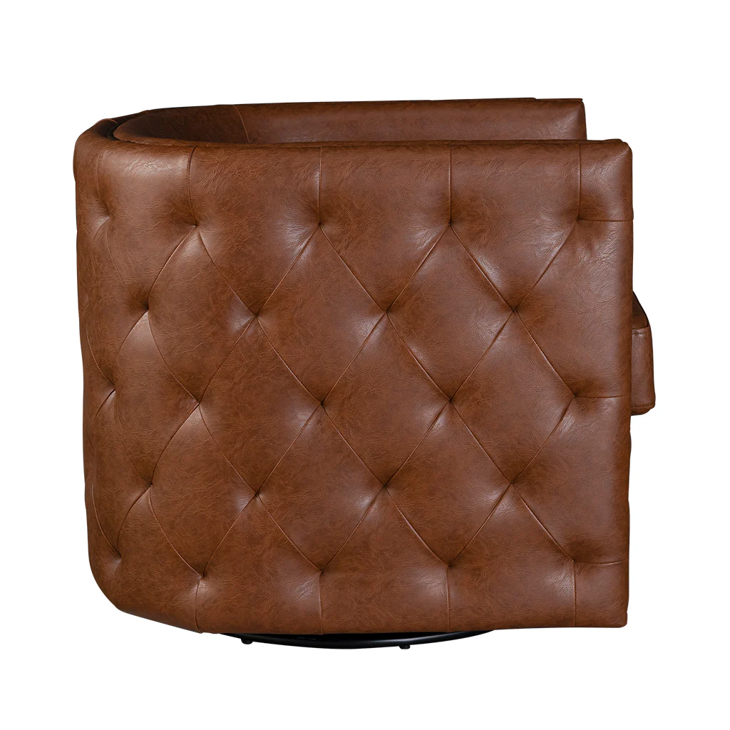 Capstone 360-degree Swivel Barrel chair with Tufting and Nail heads - Image 19