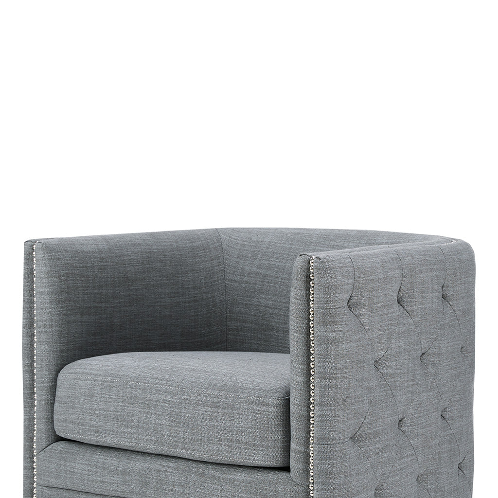 Capstone 360-degree Swivel Barrel chair with Tufting and Nail heads - Image 21
