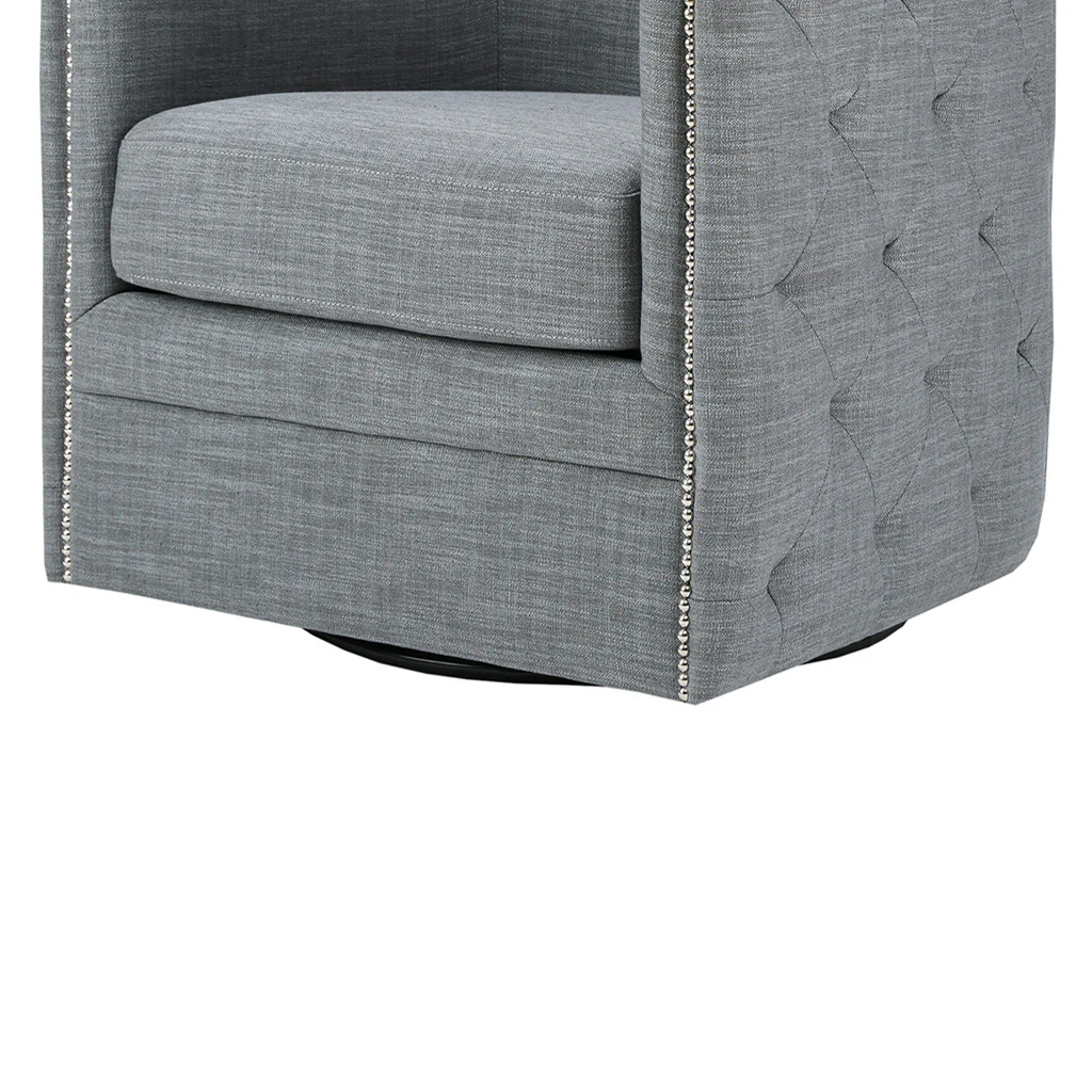 Capstone 360-degree Swivel Barrel chair with Tufting and Nail heads - Image 25